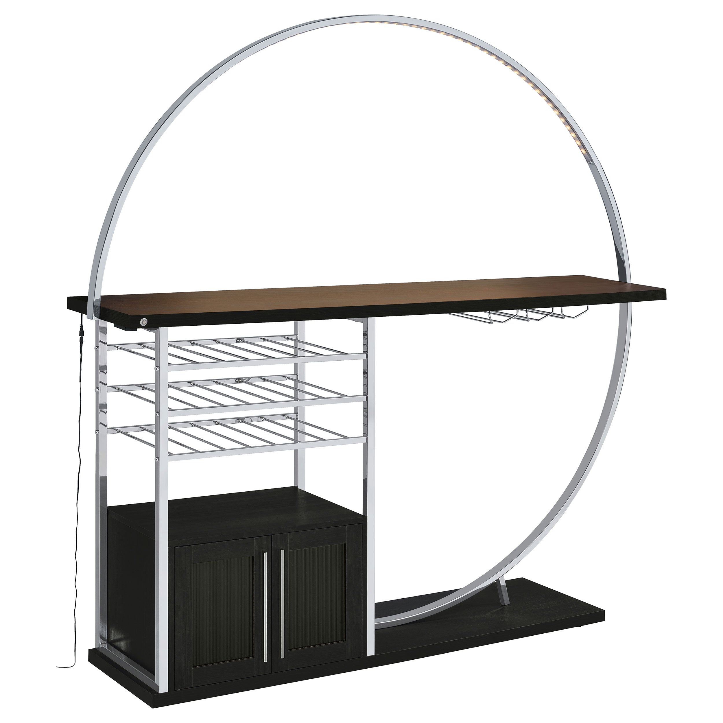 Risley 2-door Circular LED Wine Cabinet High Gloss