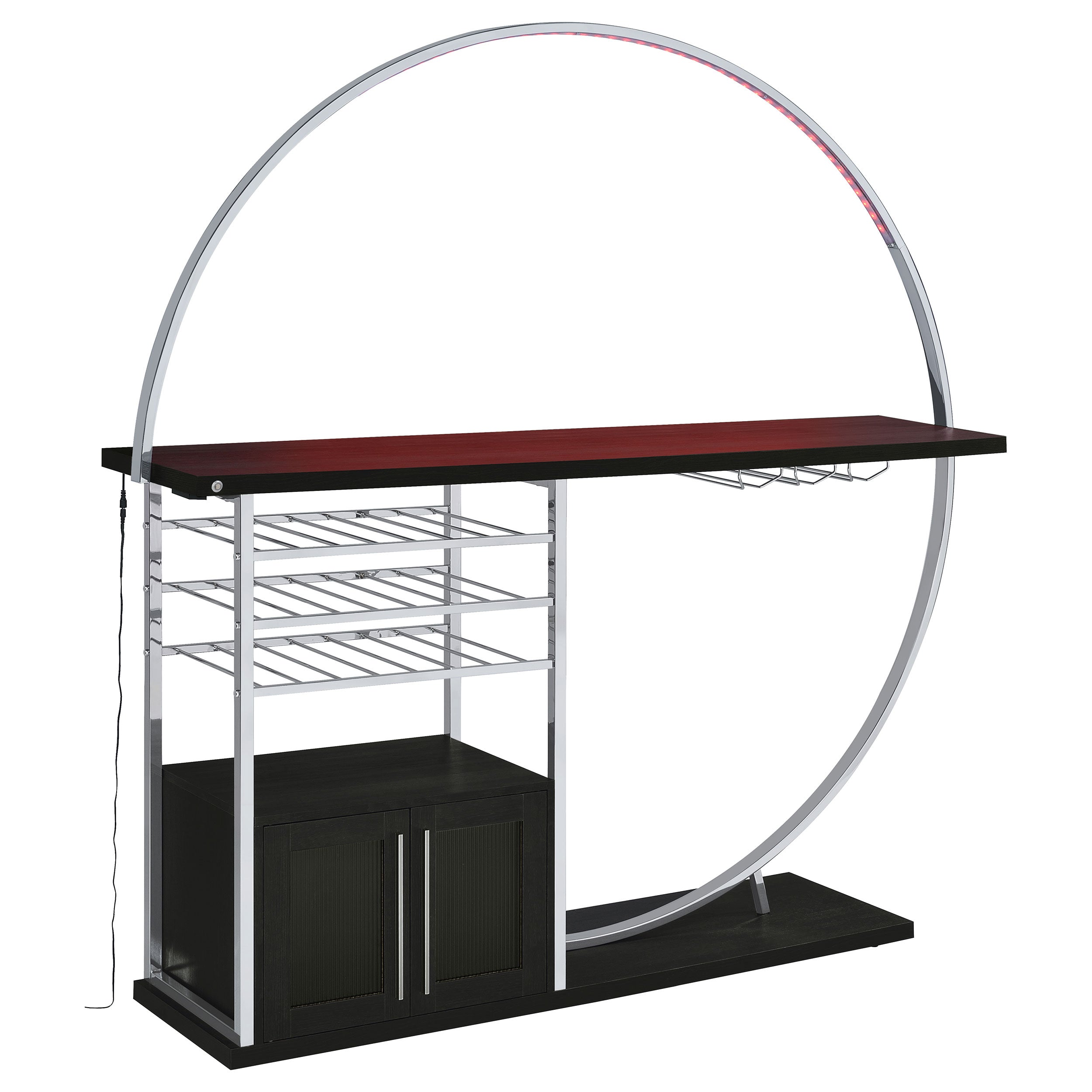 Risley 2-door Circular LED Wine Cabinet High Gloss