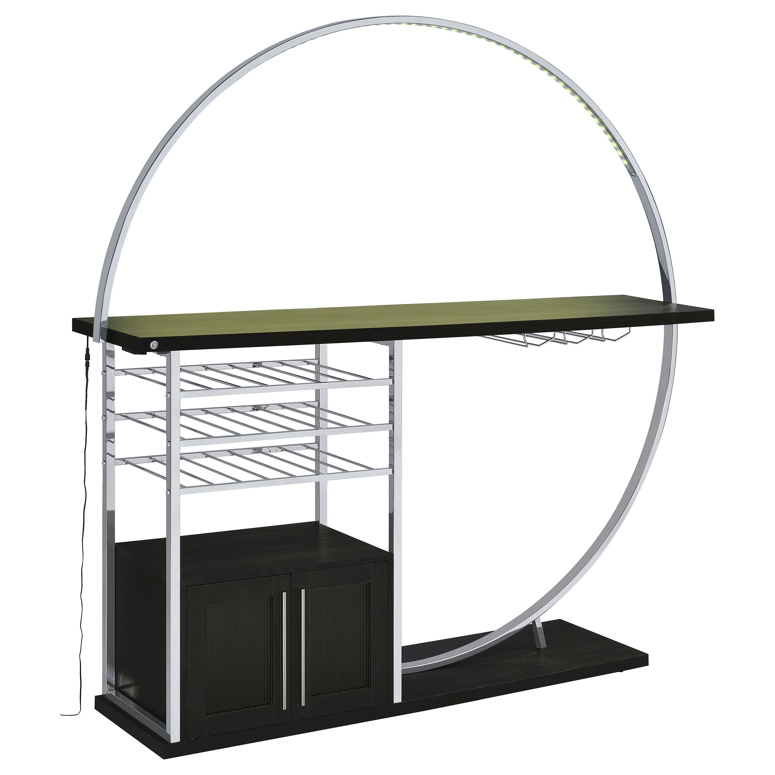 Risley 2-door Circular LED Wine Cabinet High Gloss