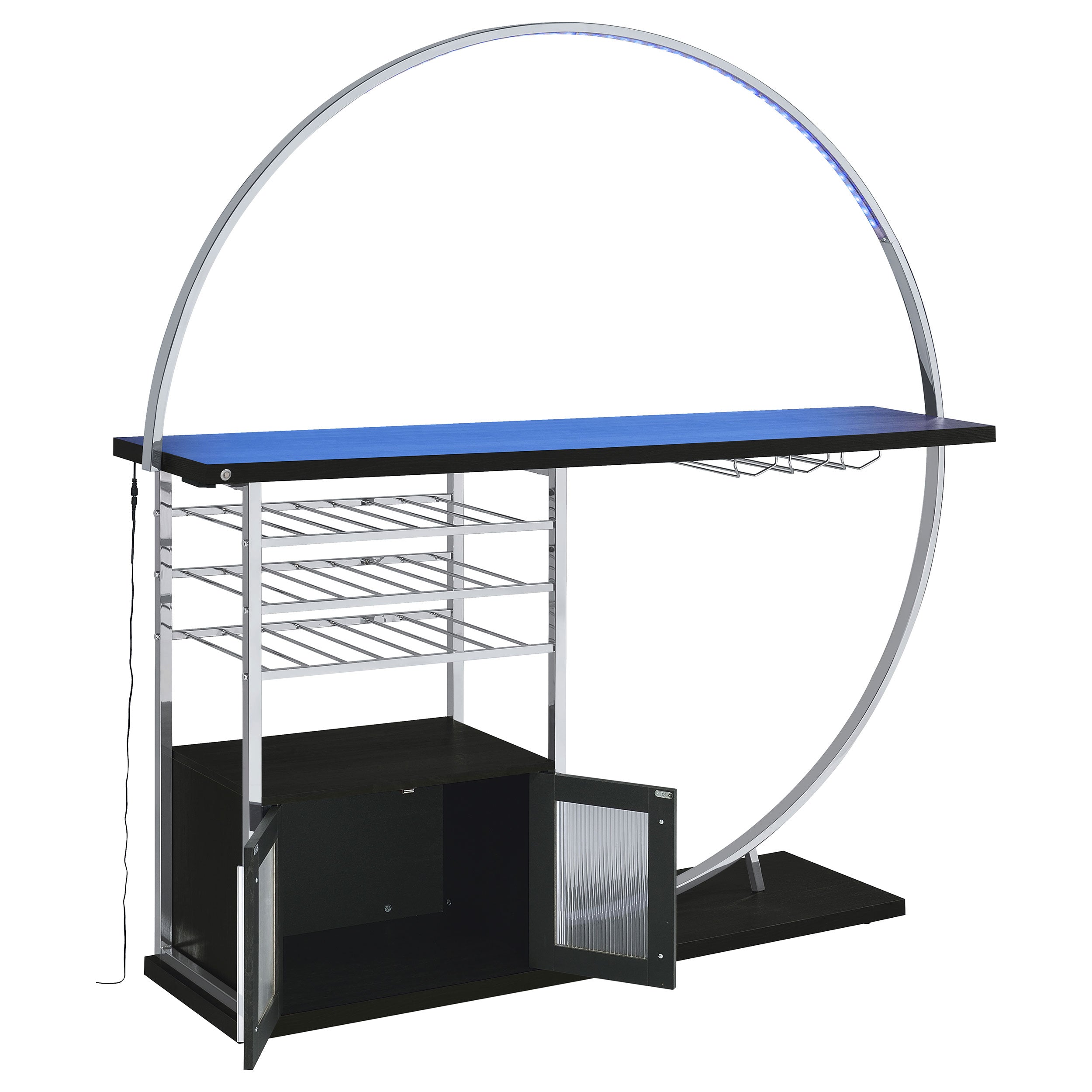 Risley 2-door Circular LED Wine Cabinet High Gloss