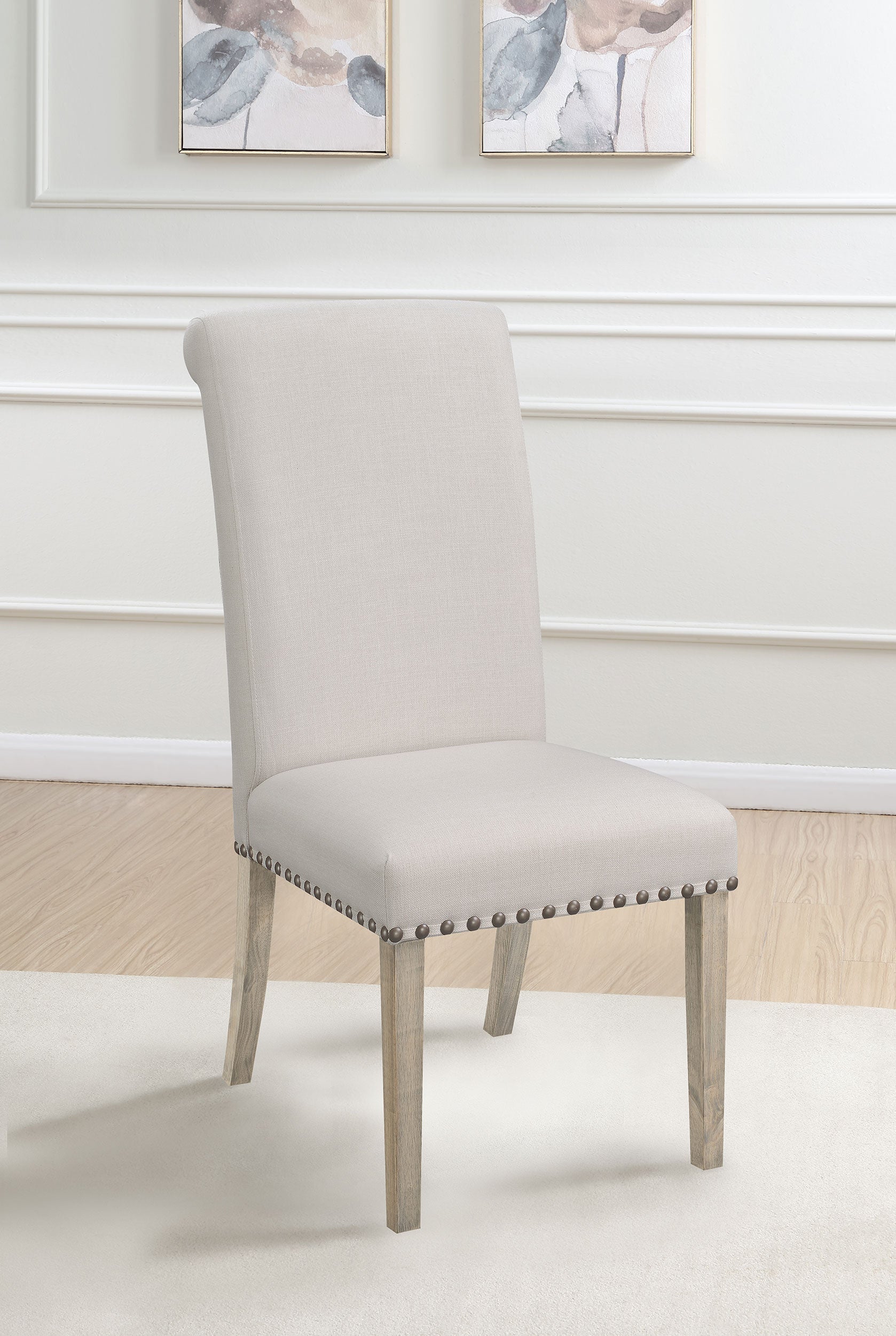 Salem Fabric Upholstered Dining Side Chair Beige (Set of 2)