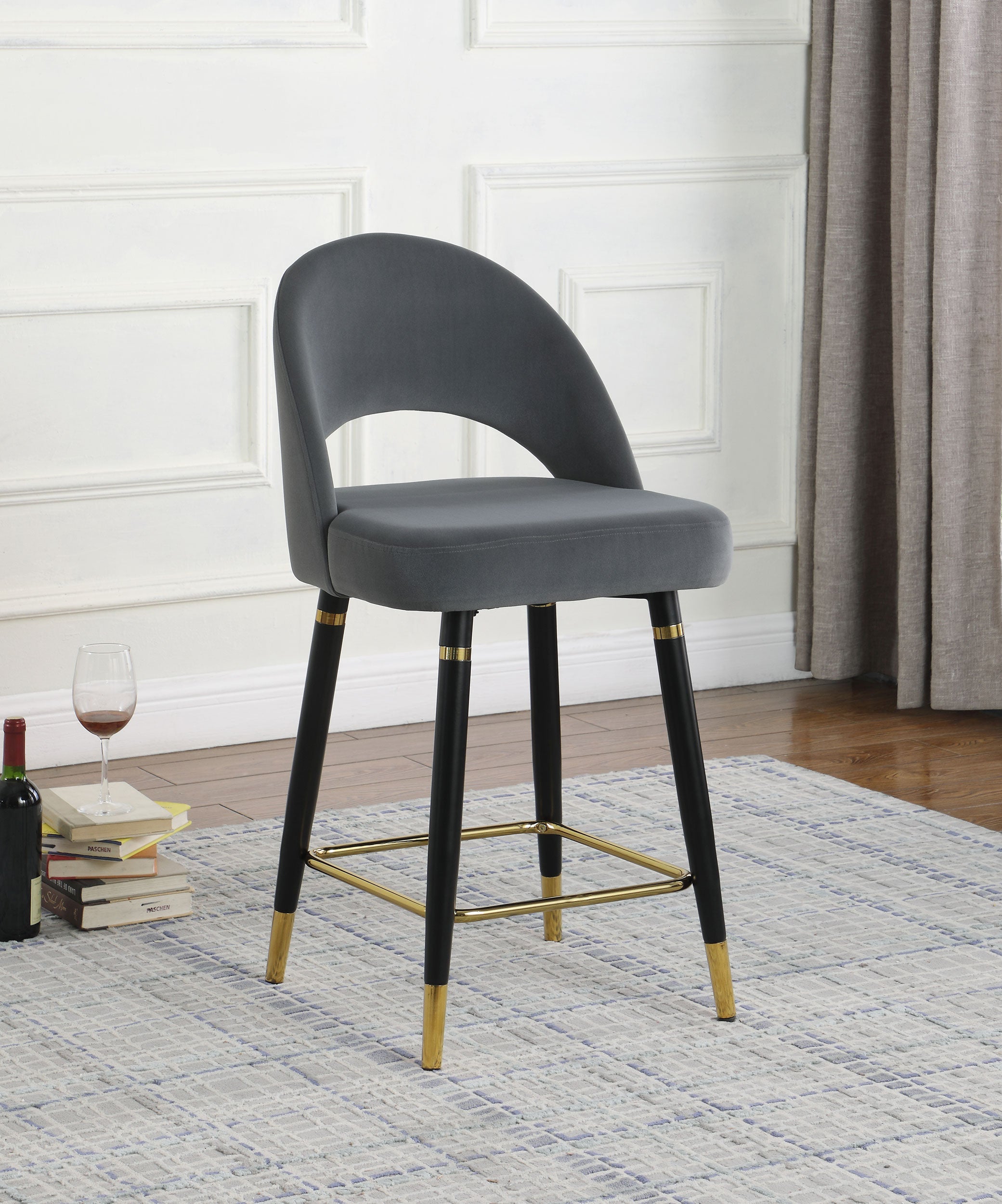 Lindsey Velvet Upholstered Counter Chair (Set of 2)