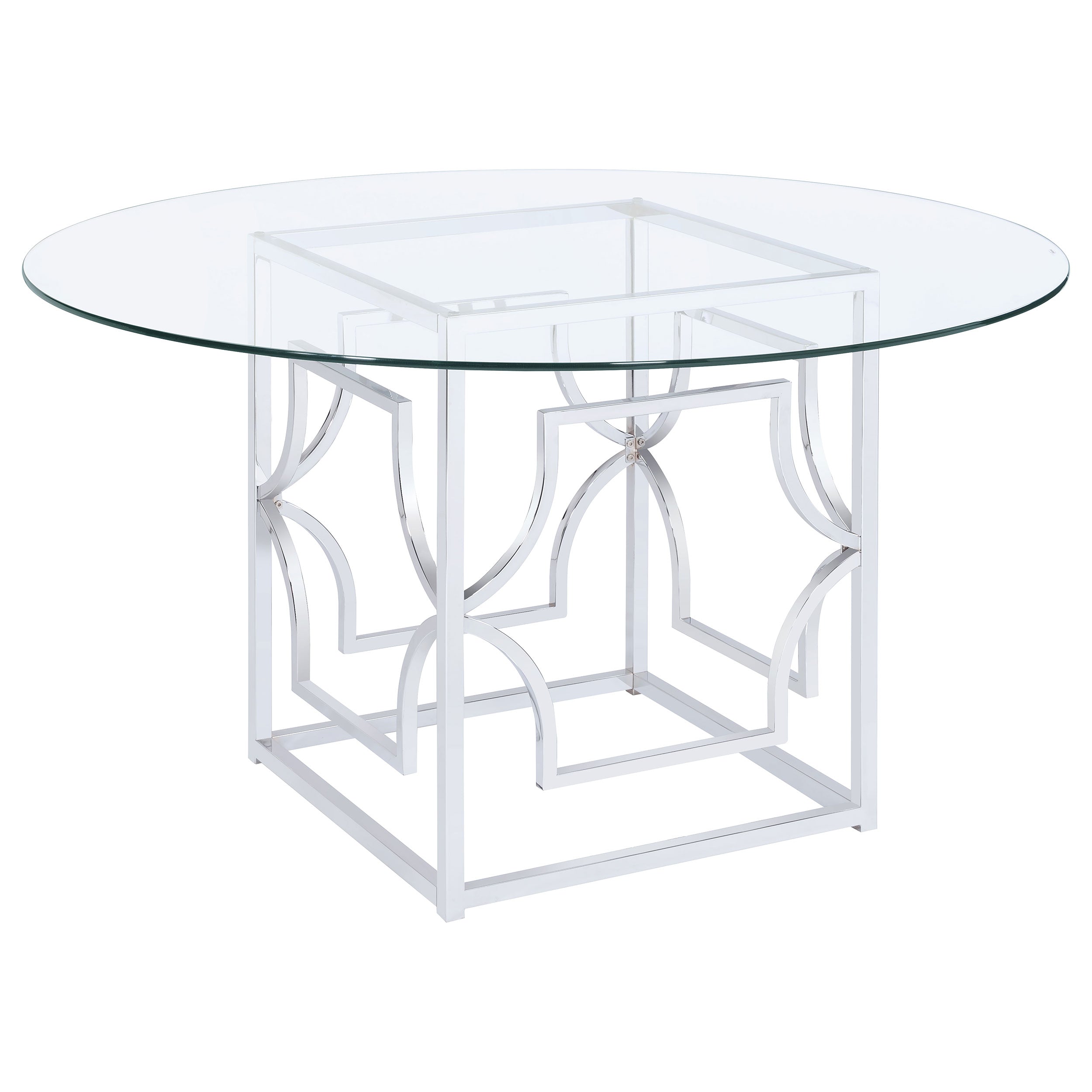 Starlight Round 54-inch Glass Top Metal Dining Table