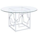 Starlight Round 54-inch Glass Top Metal Dining Table