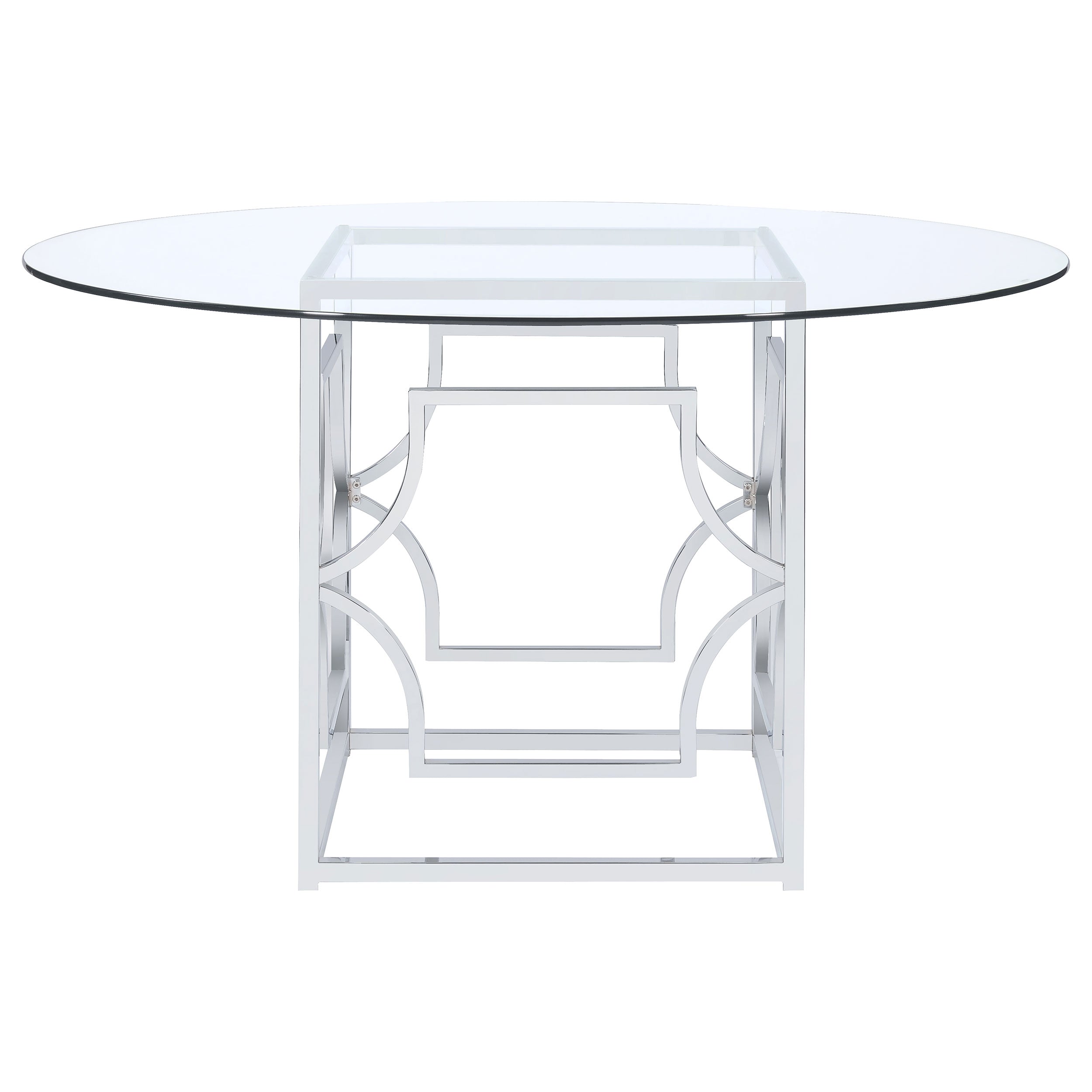 Starlight Round 54-inch Glass Top Metal Dining Table