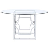 Starlight Round 54-inch Glass Top Metal Dining Table