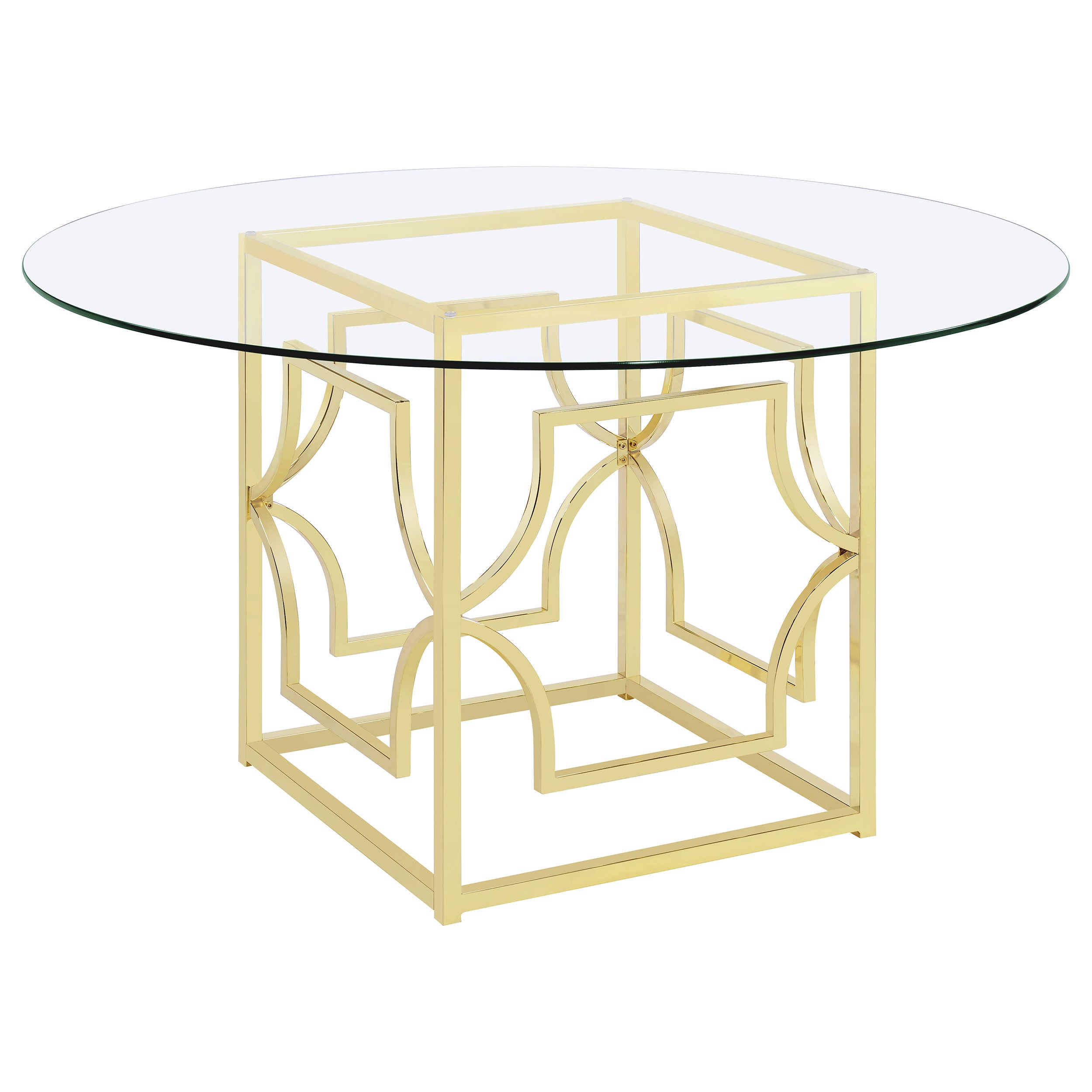 Starlight Round 54-inch Glass Top Metal Dining Table