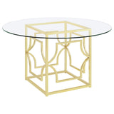 Starlight Round 54-inch Glass Top Metal Dining Table