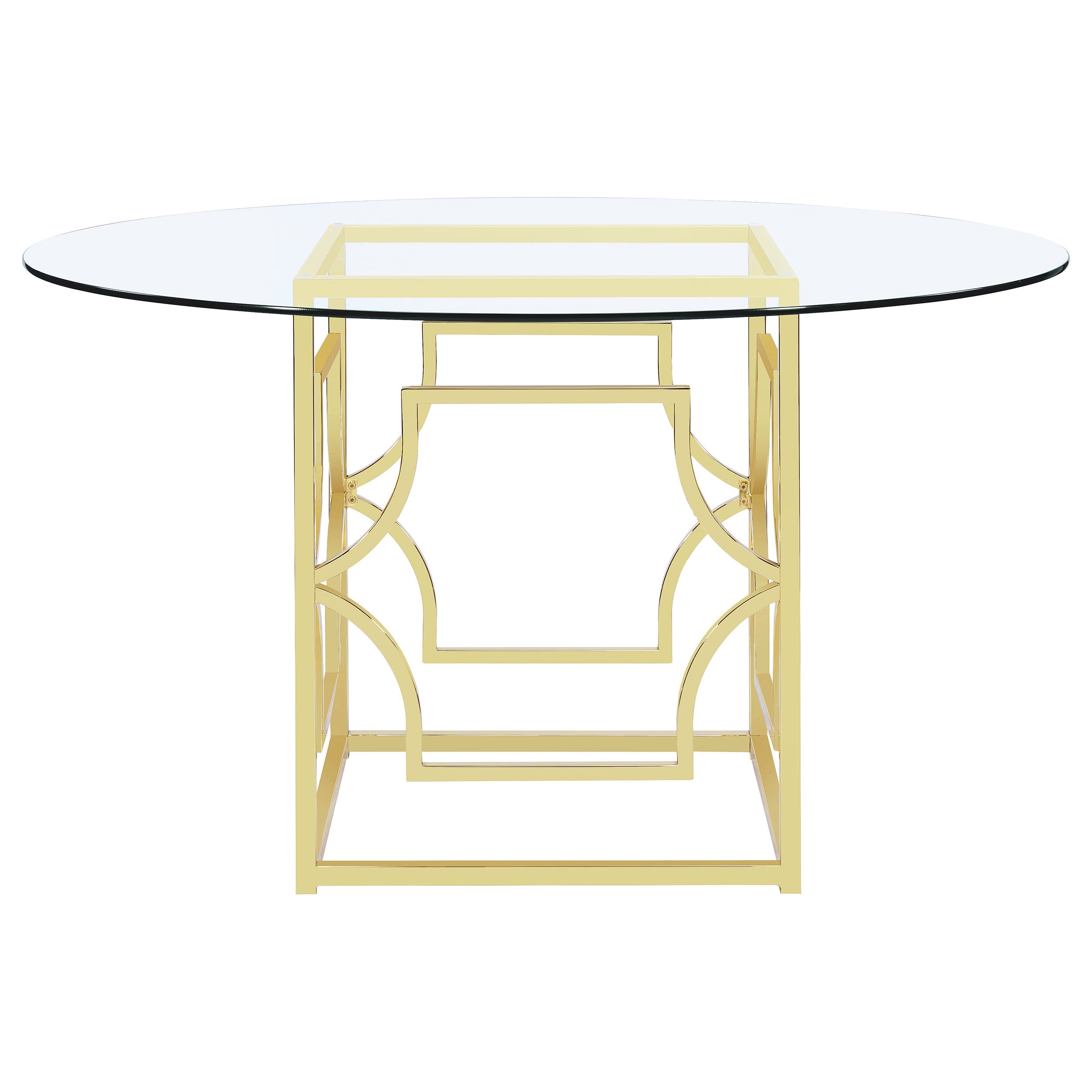 Starlight Round 54-inch Glass Top Metal Dining Table