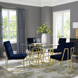 Starlight Round 54-inch Glass Top Metal Dining Table