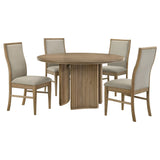 Adina 5-piece Round Dining Table Set Distressed Light Brown