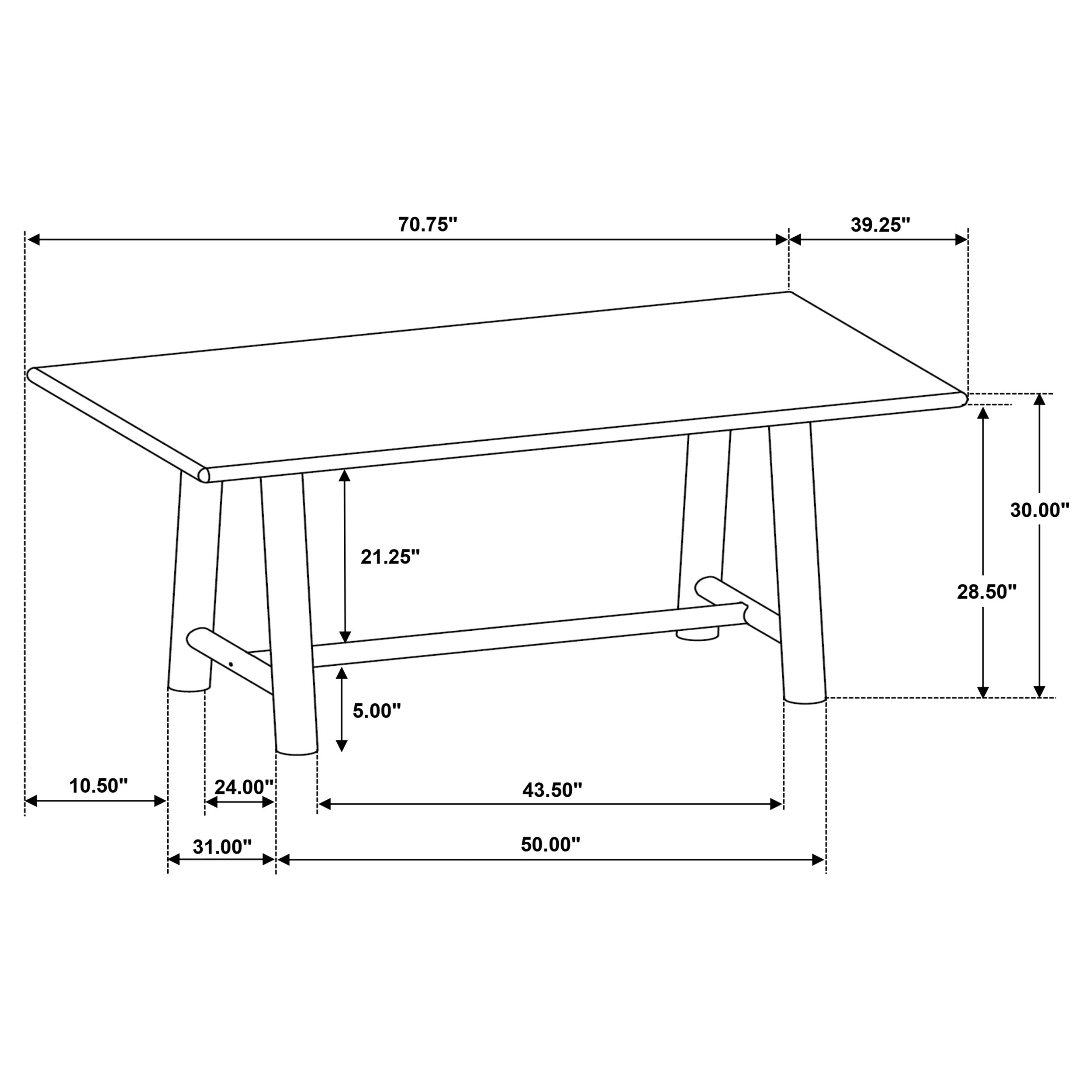 Duncan 71-inch Rectangular Wood Dining Room Table Washed Oak