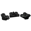 Black Breathing Leather 3-Piece Living Room Recliner Sofa Set