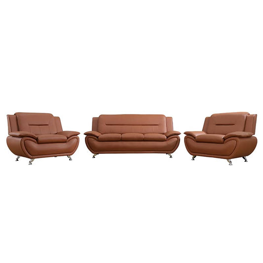 Bright Bronze Faux Leather 3-Piece Couch Living Room Sofa