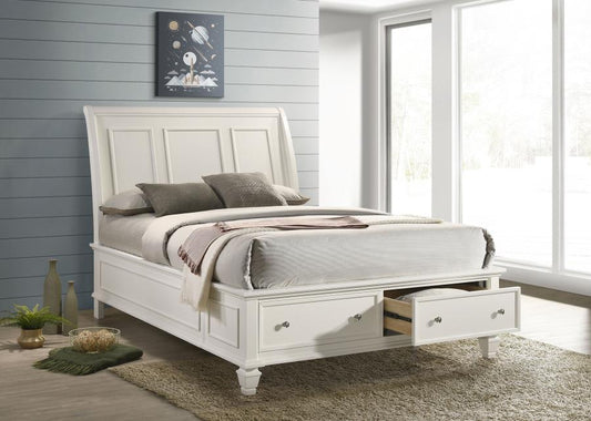 Sandy Beach Wood Storage Panel Bed