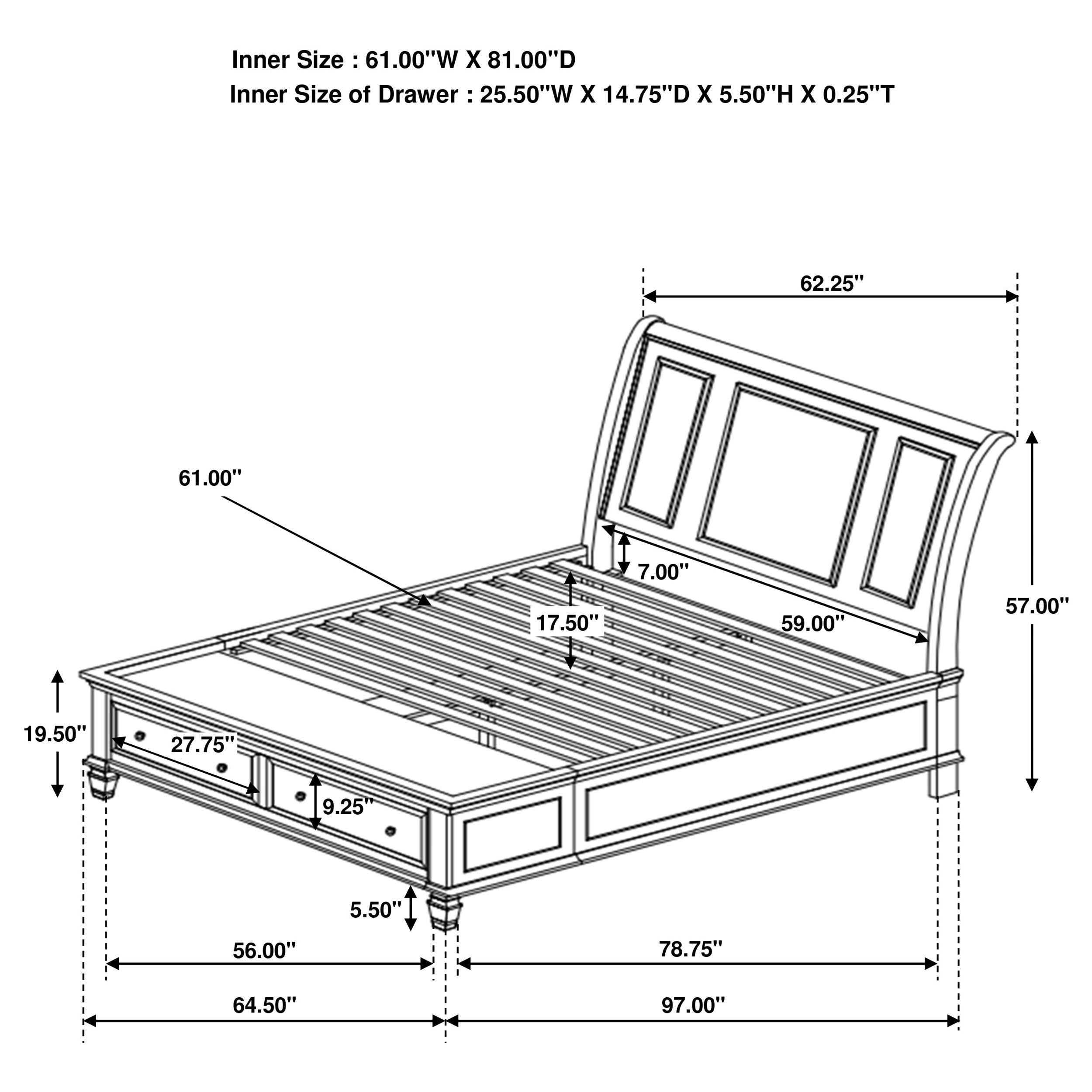 Sandy Beach Wood Storage Panel Bed