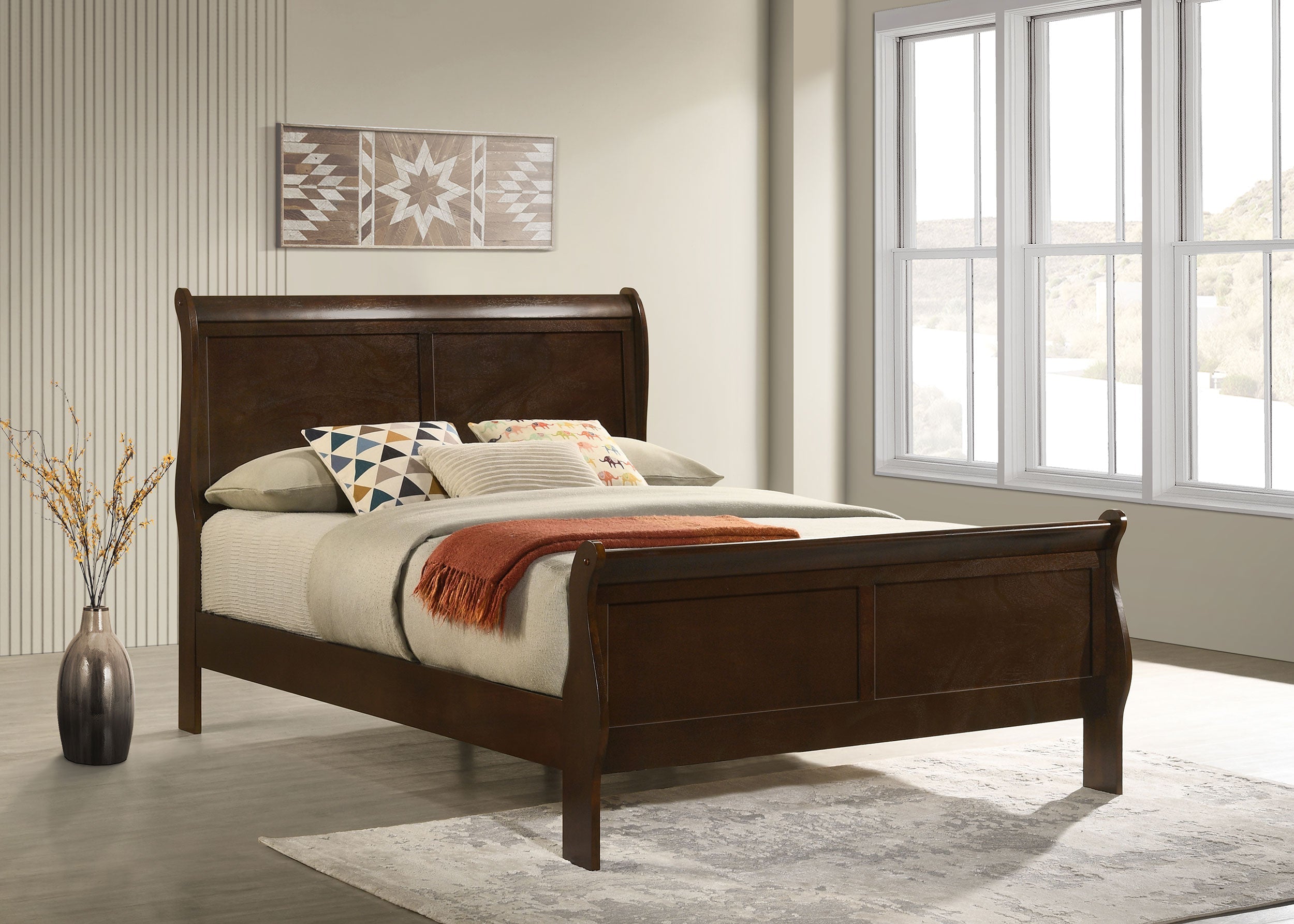 Louis Philippe Wood Sleigh Bed