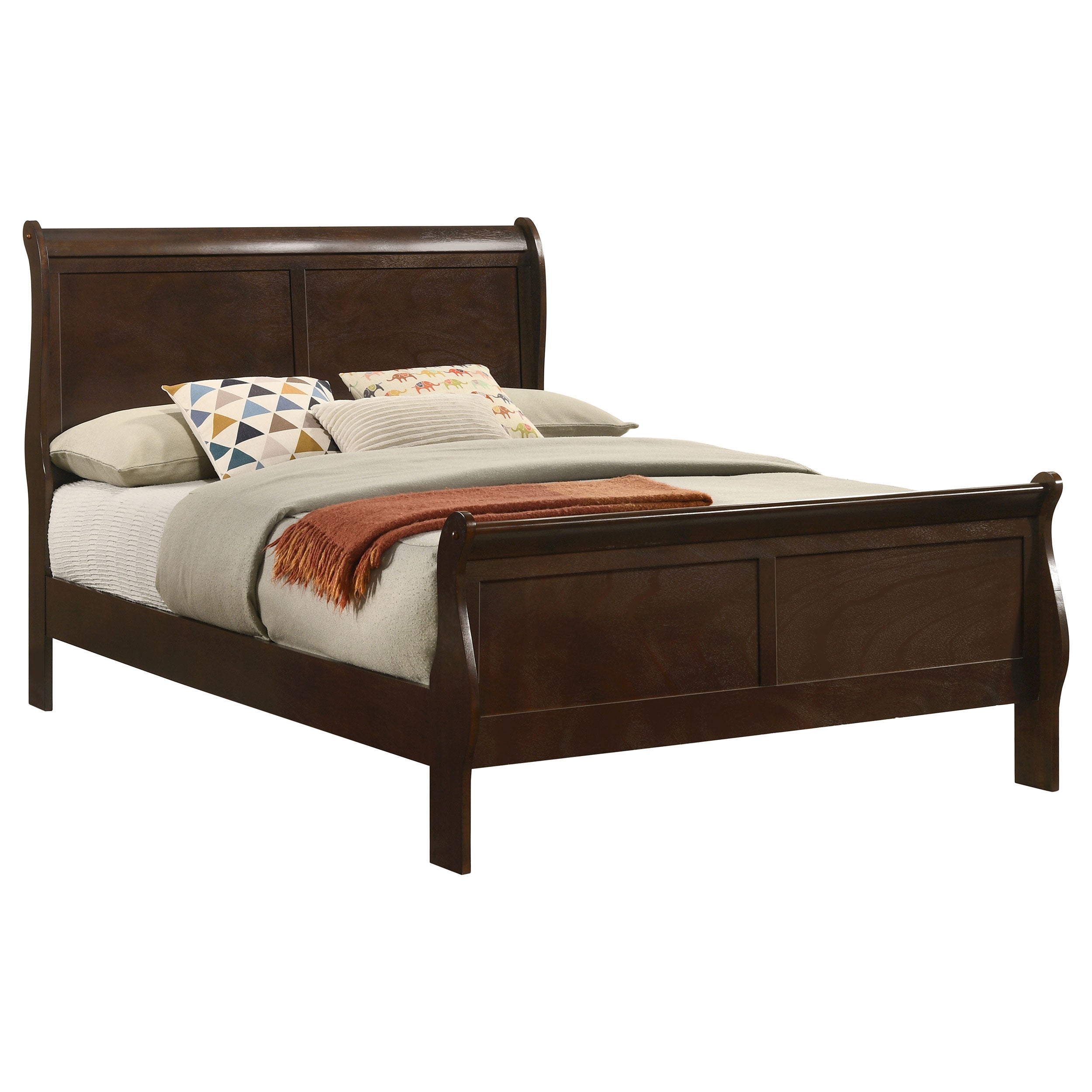 Louis Philippe Wood Sleigh Bed