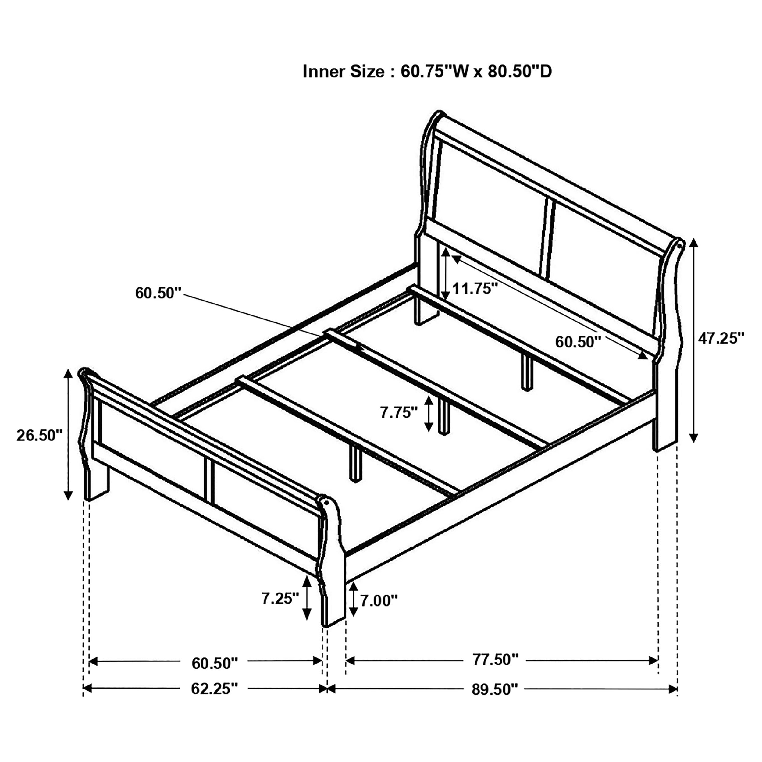 Louis Philippe Wood Sleigh Bed