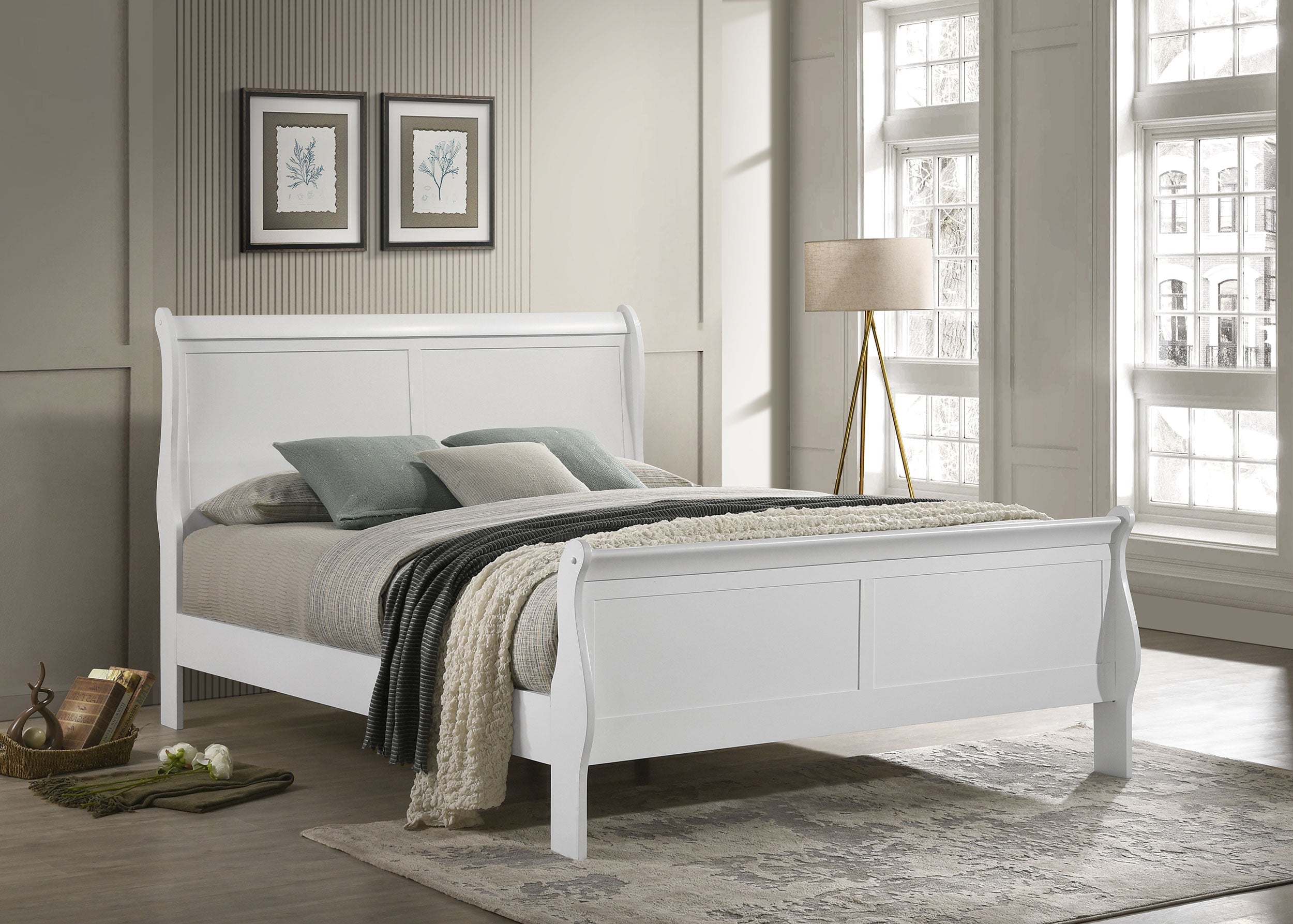 Louis Philippe Wood Sleigh Bed