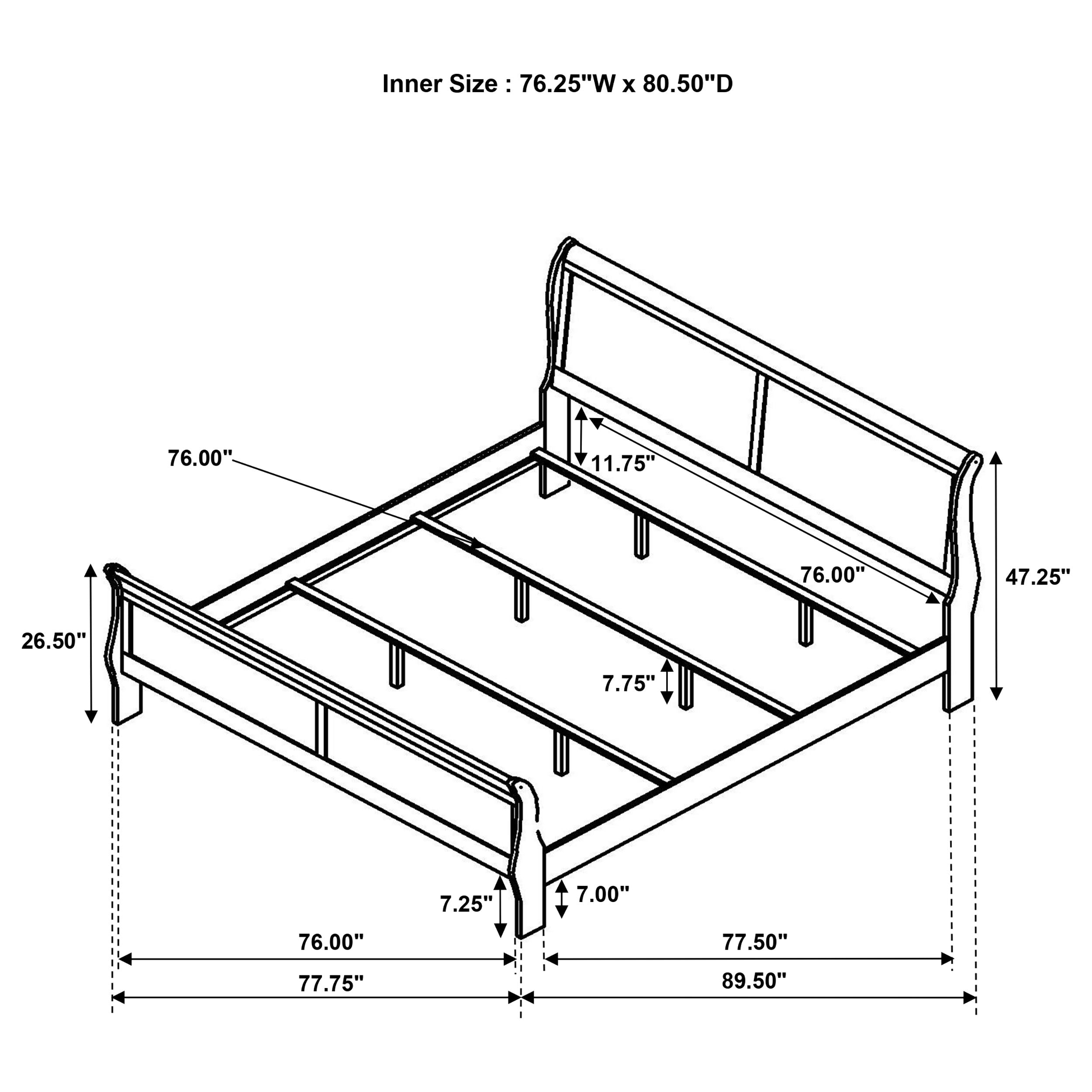 Louis Philippe Wood Sleigh Bed