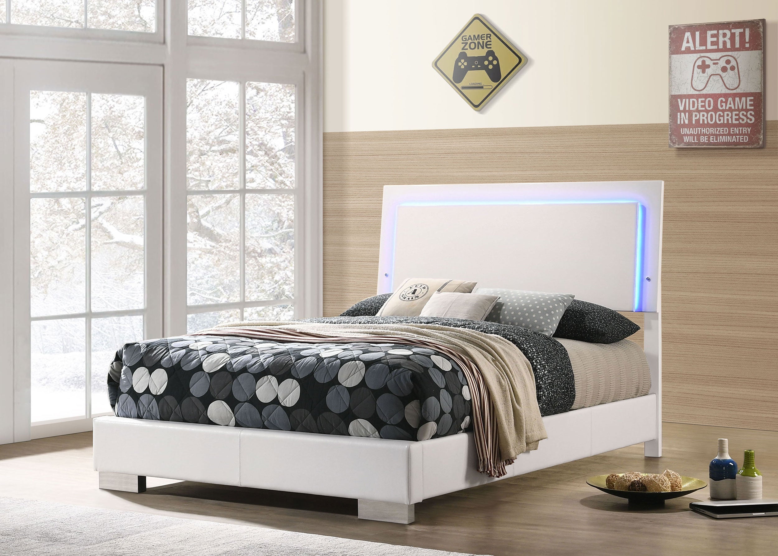 Felicity Wood LED Panel Bed High Gloss