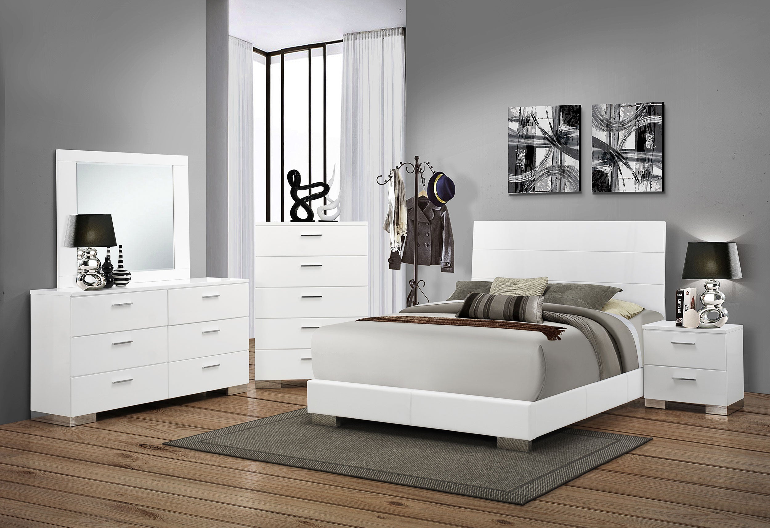 Felicity Wood Panel Bed High Gloss