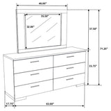 Felicity 6-drawer Wood Dresser with Mirror White High Gloss