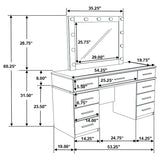 Felicity 9-drawer Vanity Table Lighted Mirror Glossy White