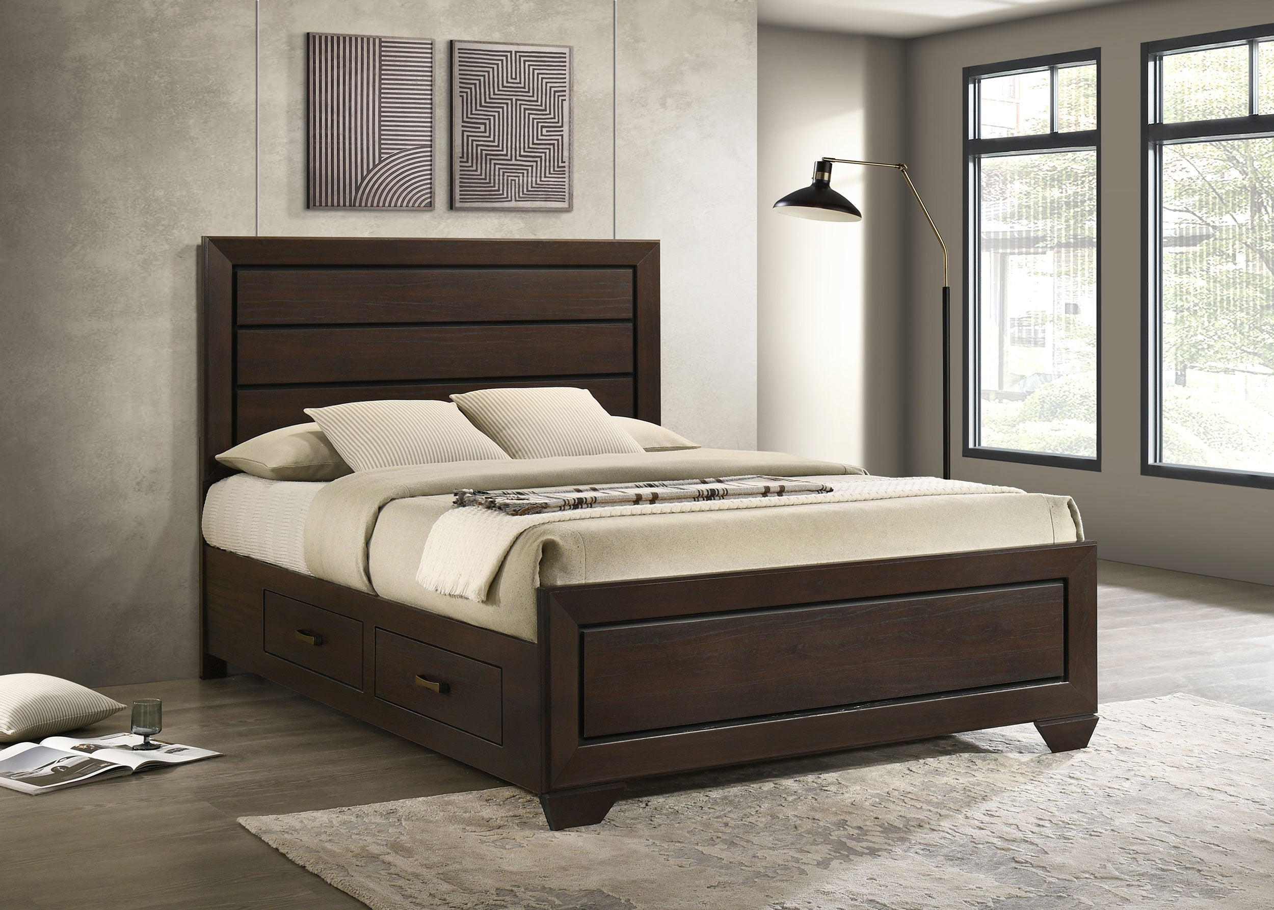 Kauffman Wood Storage Panel Bed