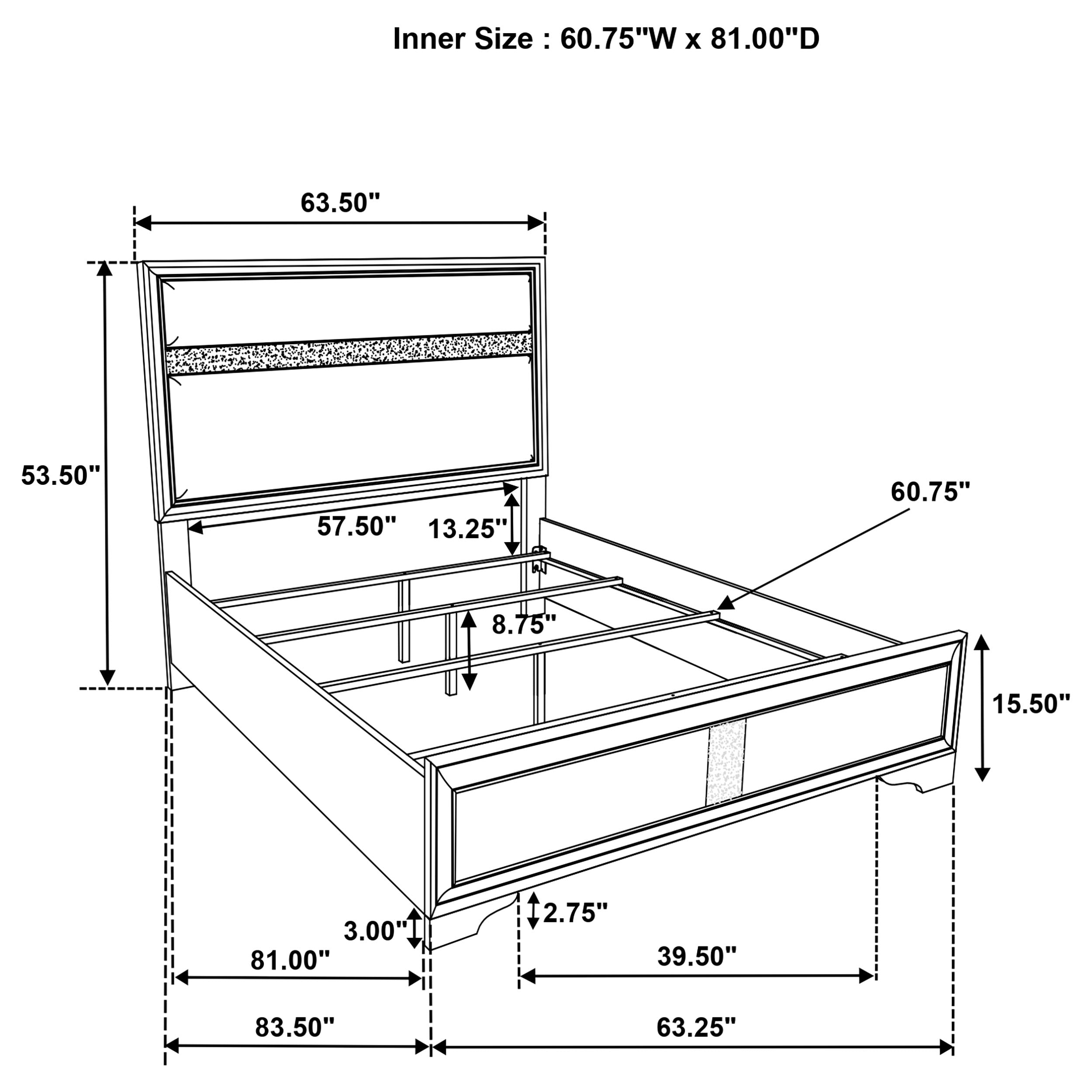 Miranda 54-inch Upholstered Panel Bed