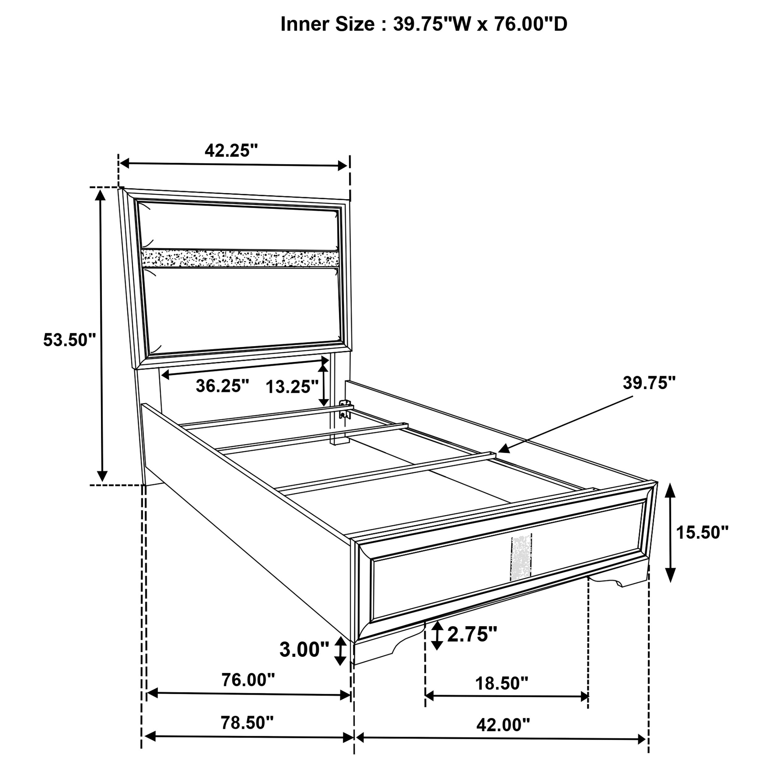 Miranda 54-inch Upholstered Panel Bed