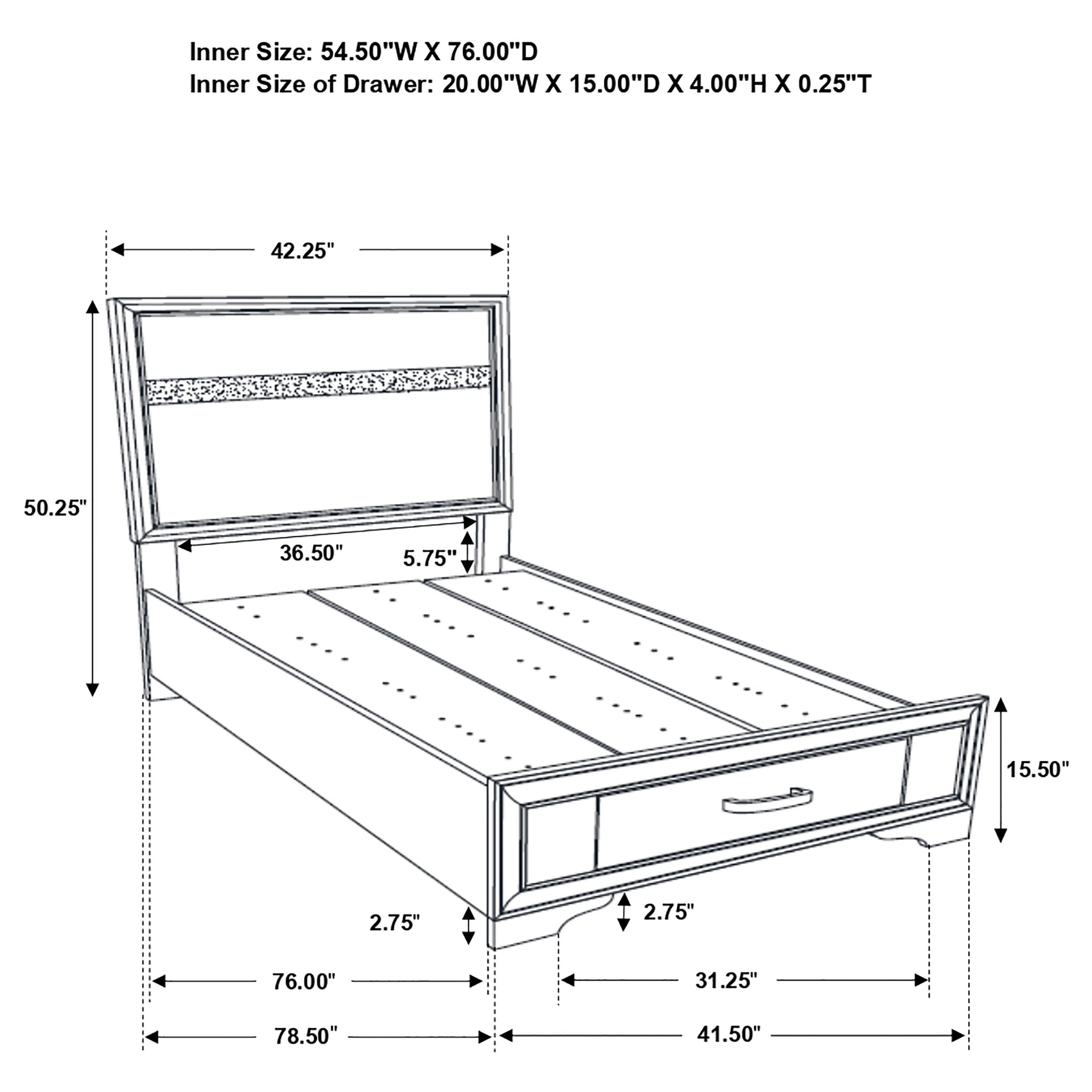 Miranda 51-inch Wood Storage Panel Bed