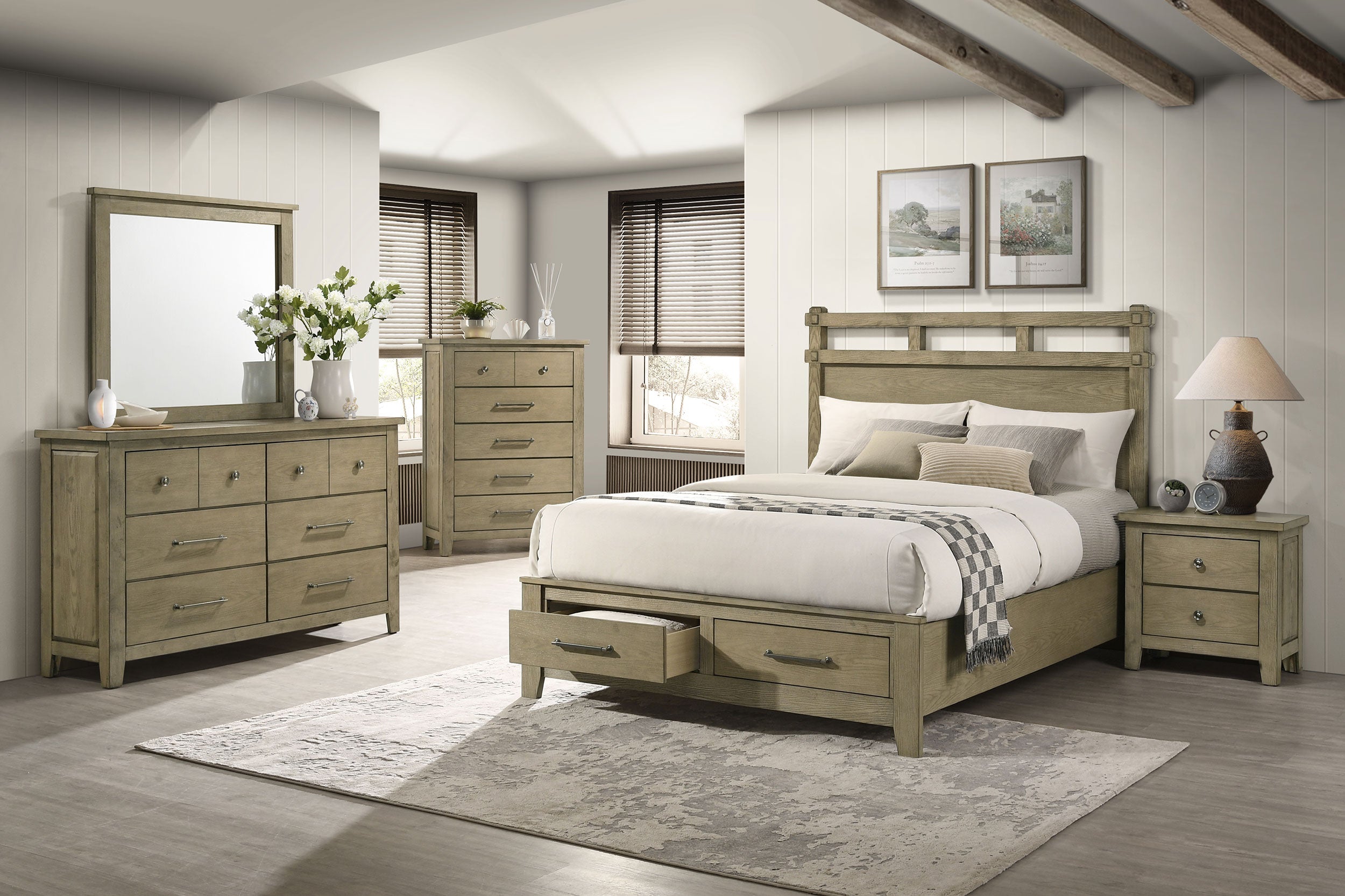 Hazlewood 59-inch Panel Storage Bed Vineyard Oak