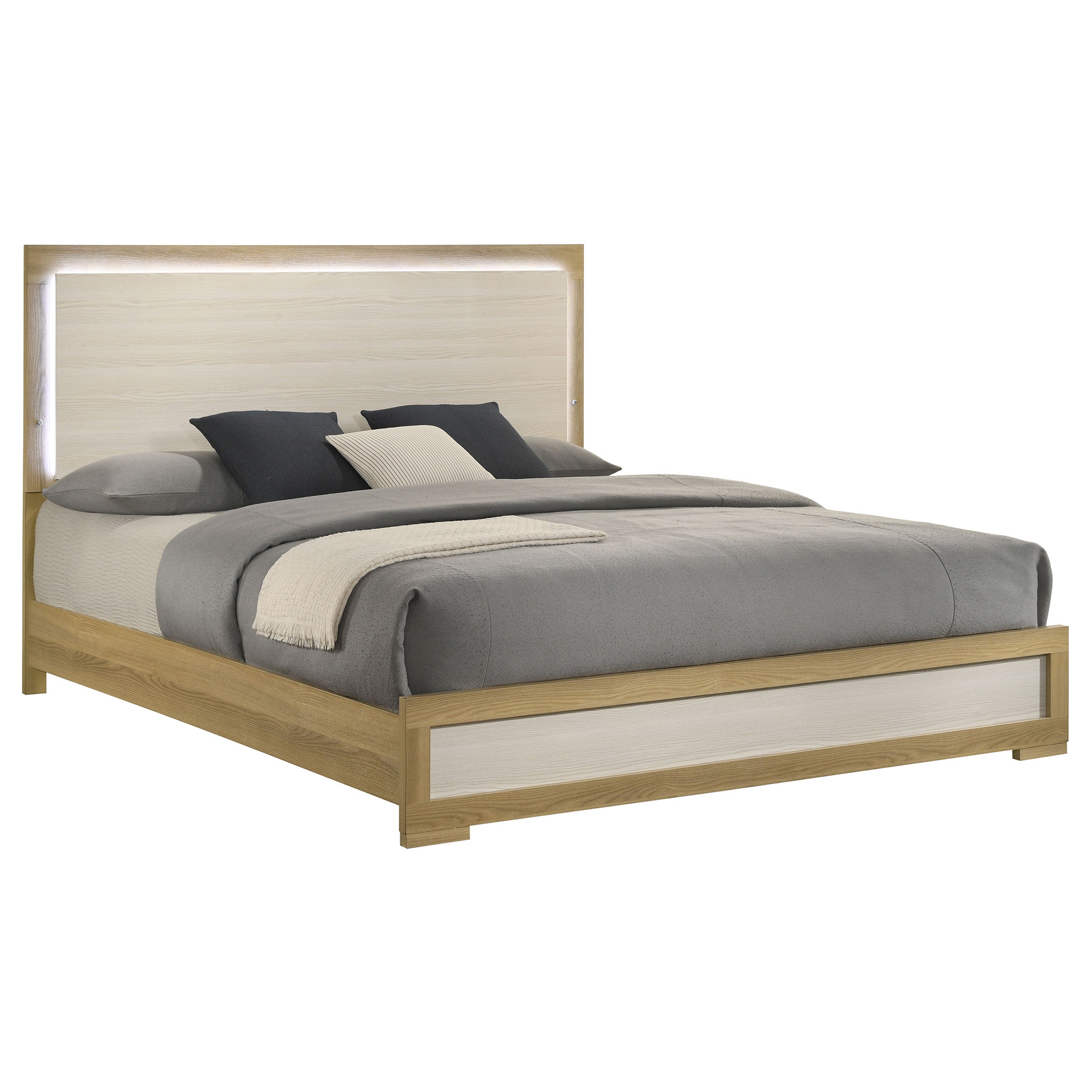 Hyland Wood LED Panel Bed Natural and