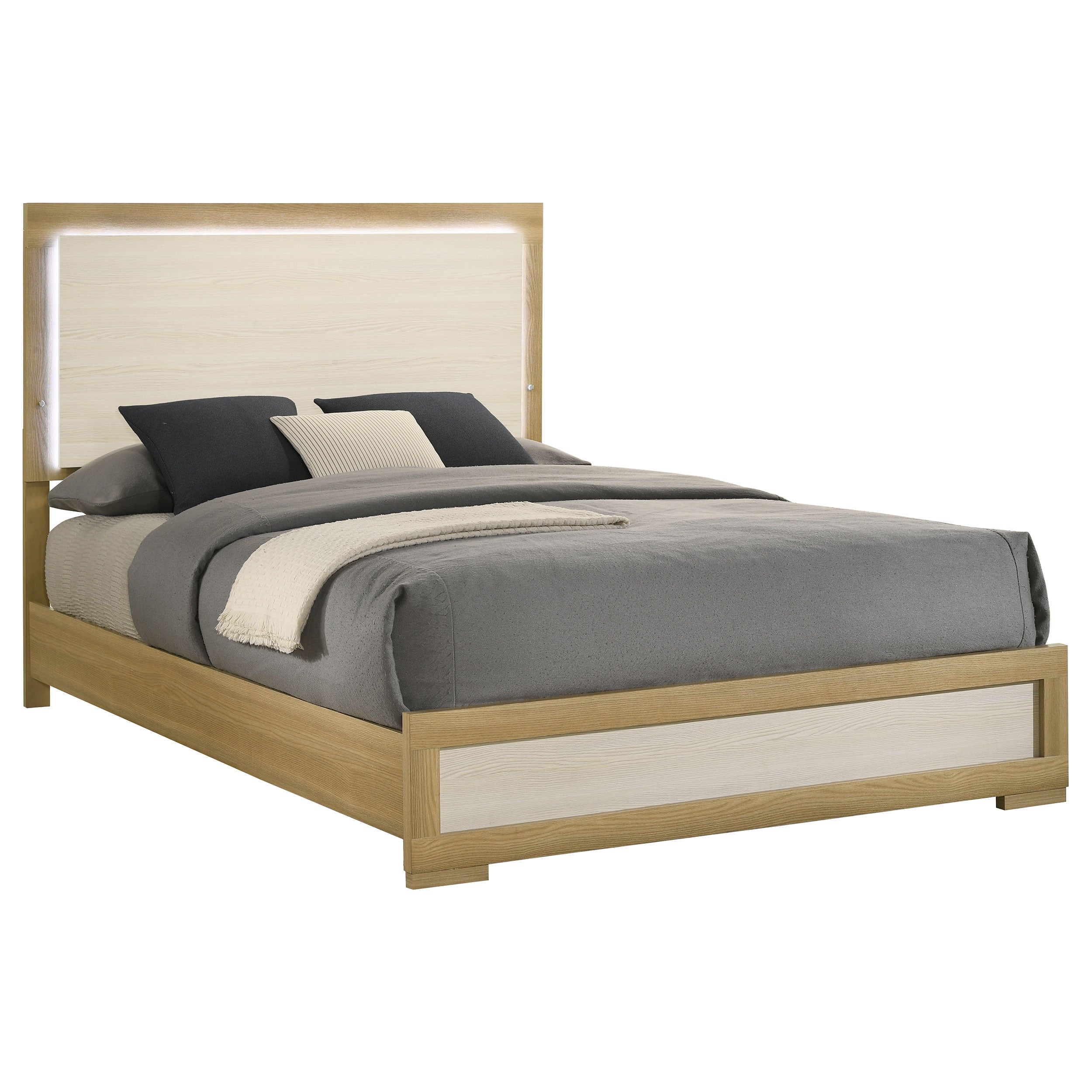 Hyland Wood LED Panel Bed Natural and