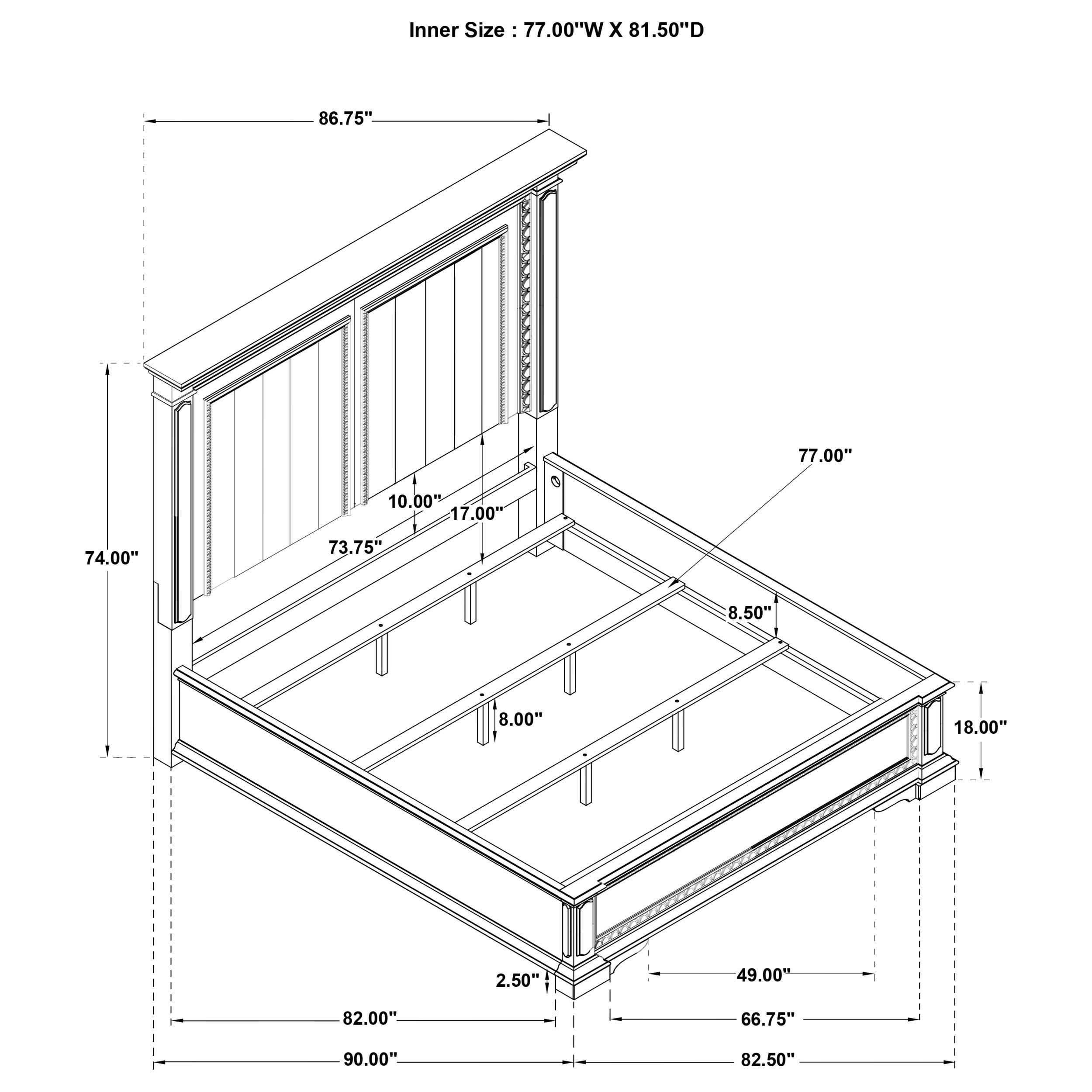 McKinney LED Light Panel Bed Vintage