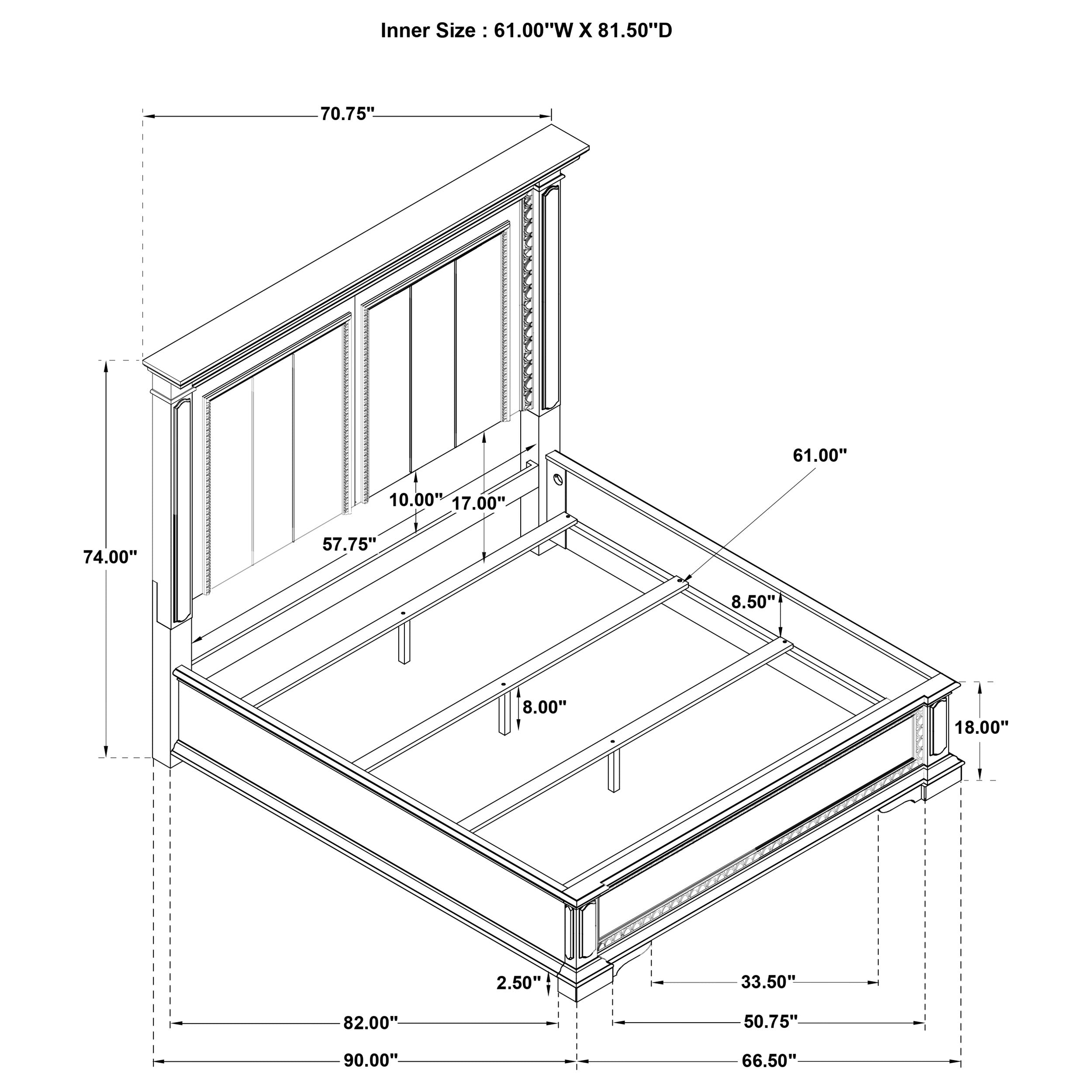 McKinney LED Light Panel Bed Vintage