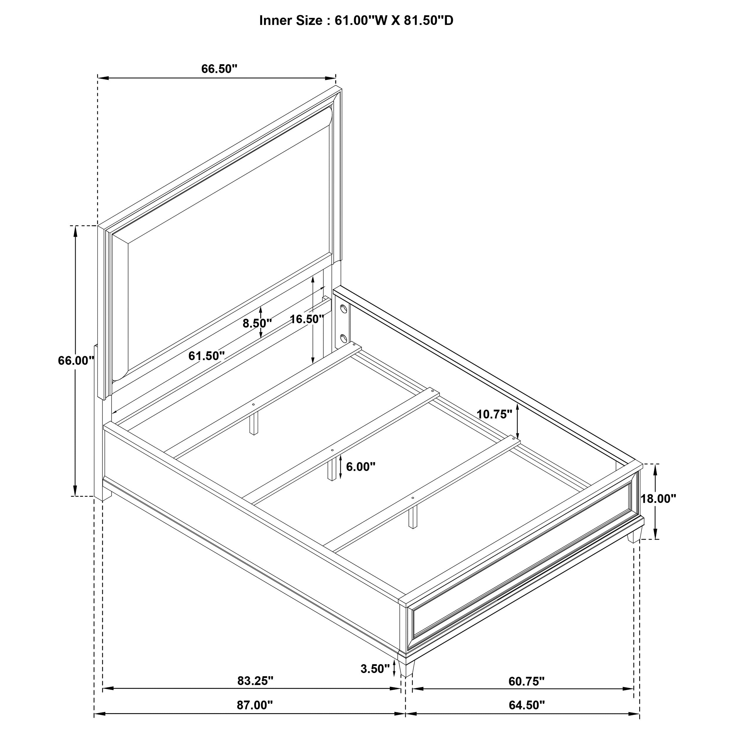 Pembroke 66-inch Panel Bed Washed Oak