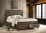 Woodmont Wood Storage Panel Bed Rustic Golden Brown
