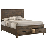 Woodmont Wood Storage Panel Bed Rustic Golden Brown