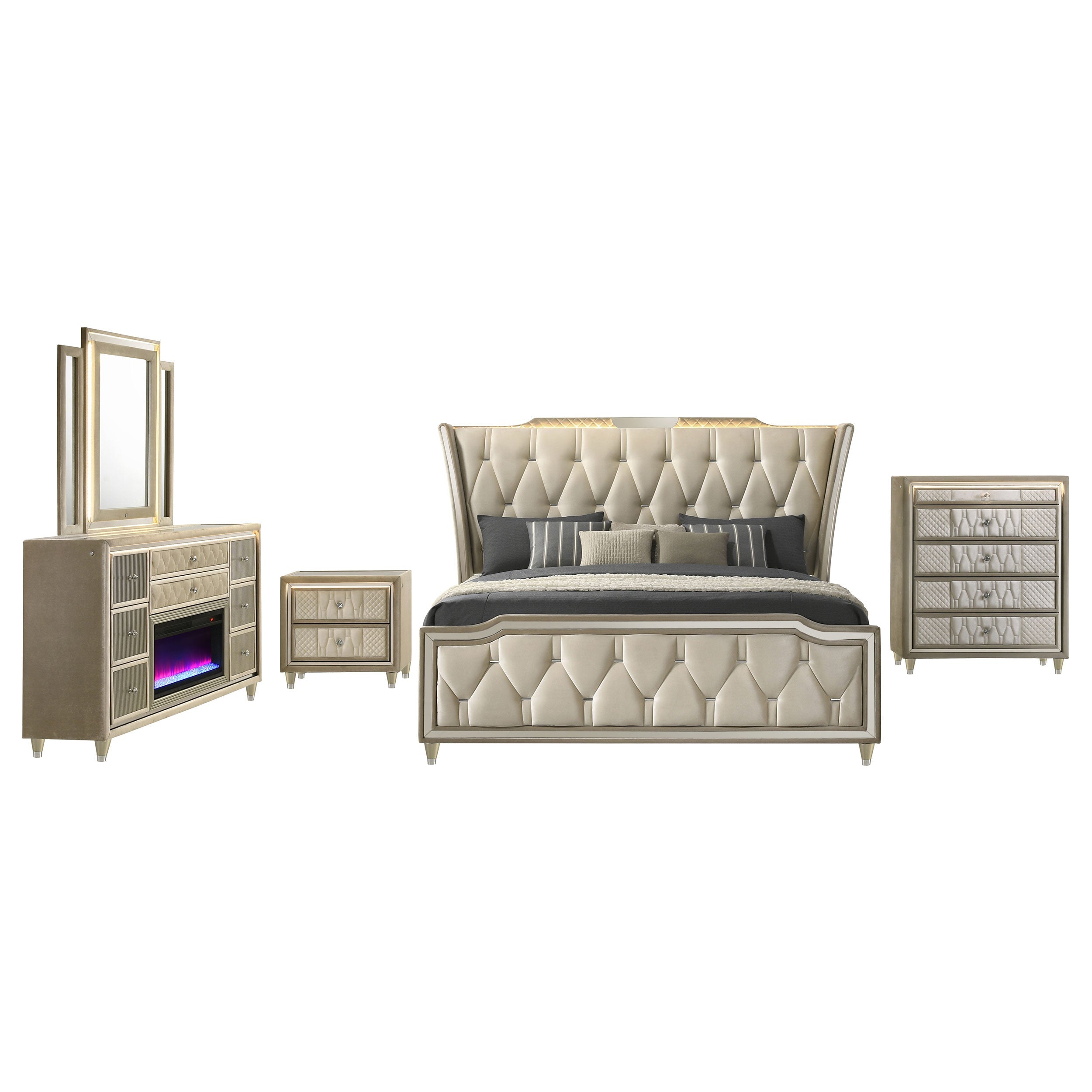 Lorient Bedroom Set Ivory and Camel