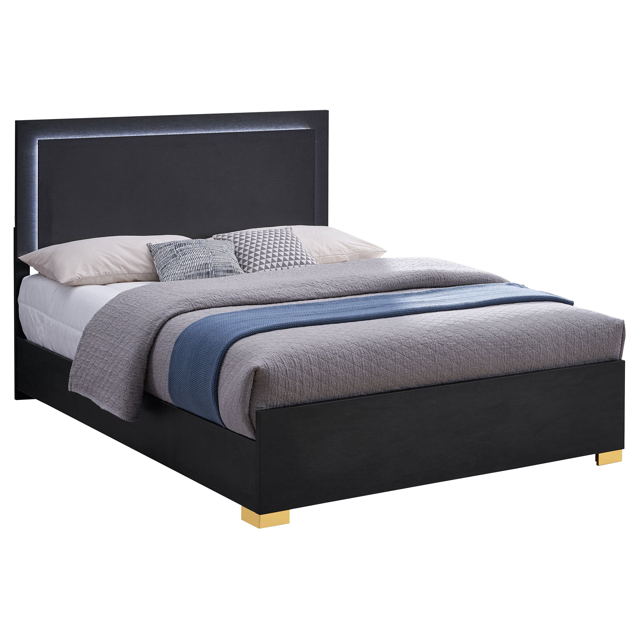 Marceline Wood LED Panel Bed