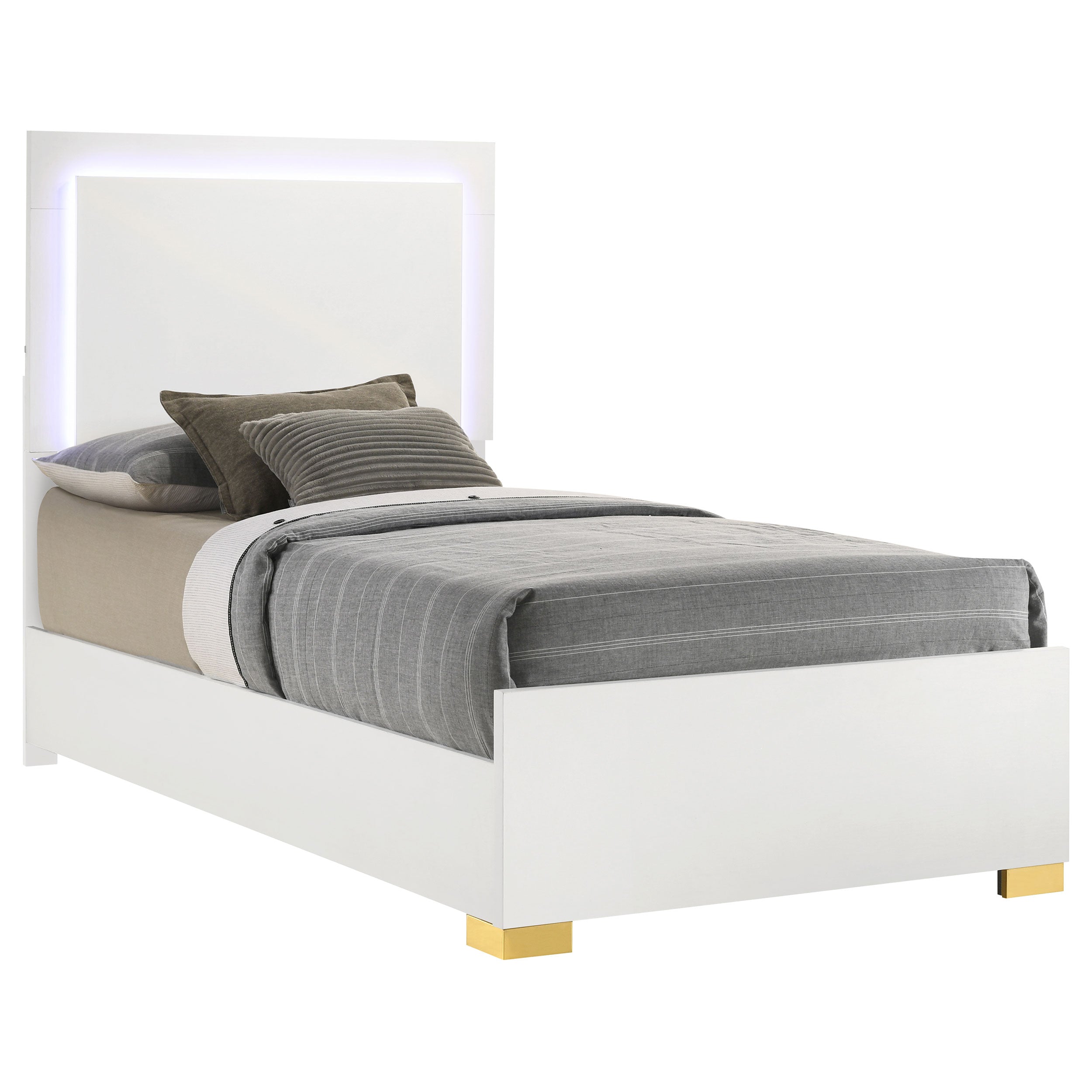 Marceline Wood LED Panel Bed