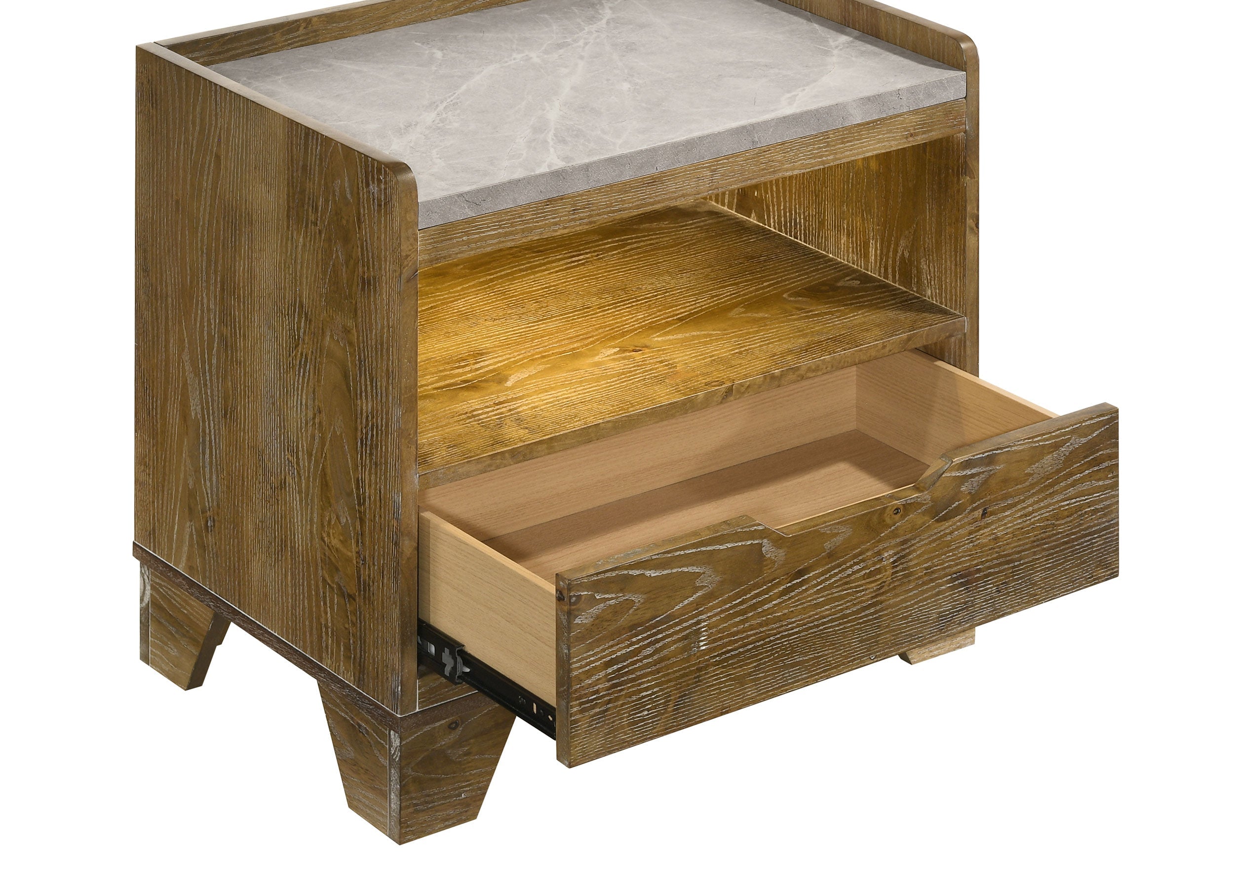 Henderson 1-drawer LED Nightstand Bedside Table Medium Oak