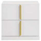 Ines 2-drawer Nightstand Bedside Table White High Gloss
