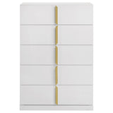 Ines 5-drawer Bedroom Chest of Drawers White High Gloss