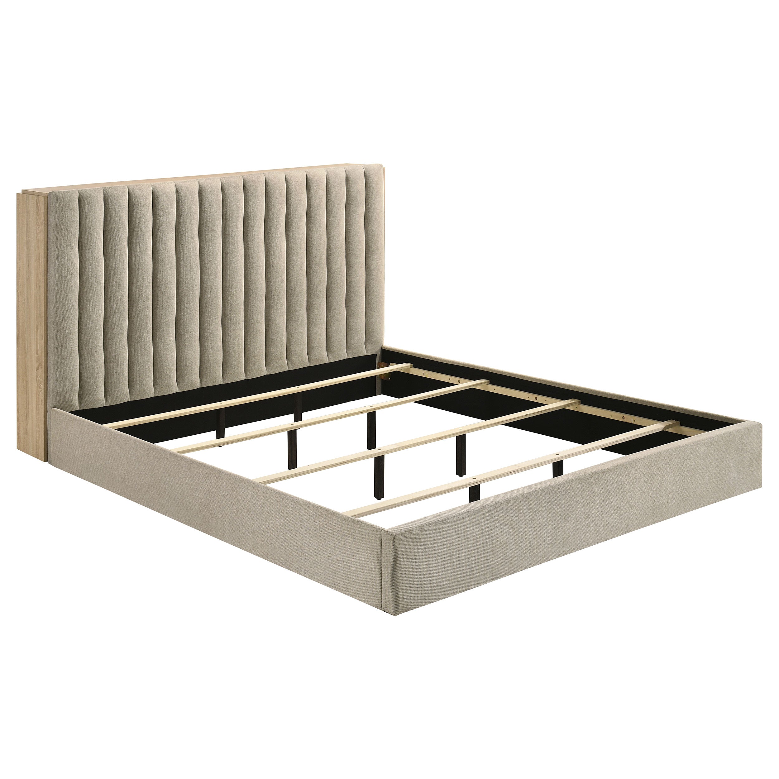 Arielle Bookcase Panel Storage Bed Light Oak