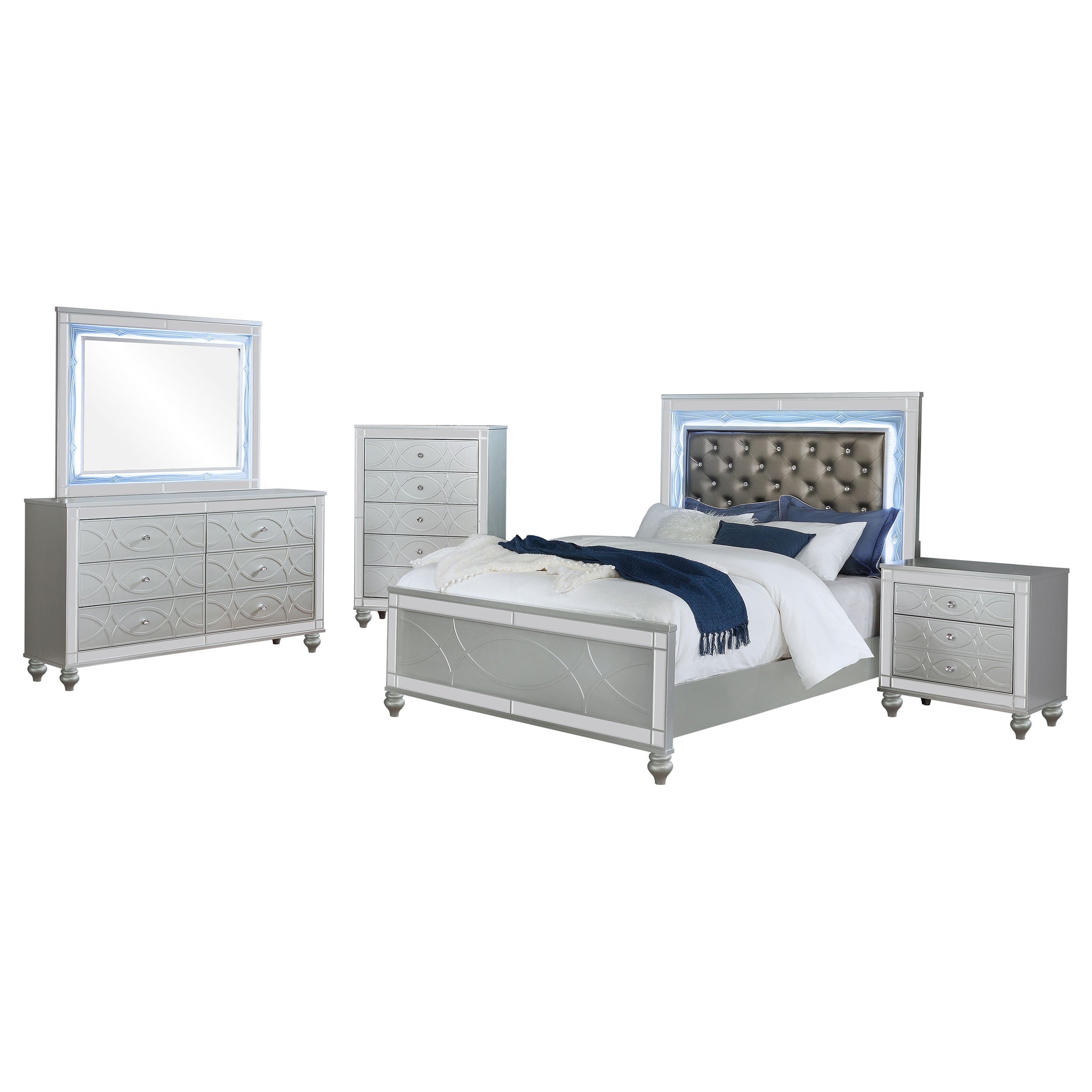 Gunnison Bedroom Set Silver Metallic