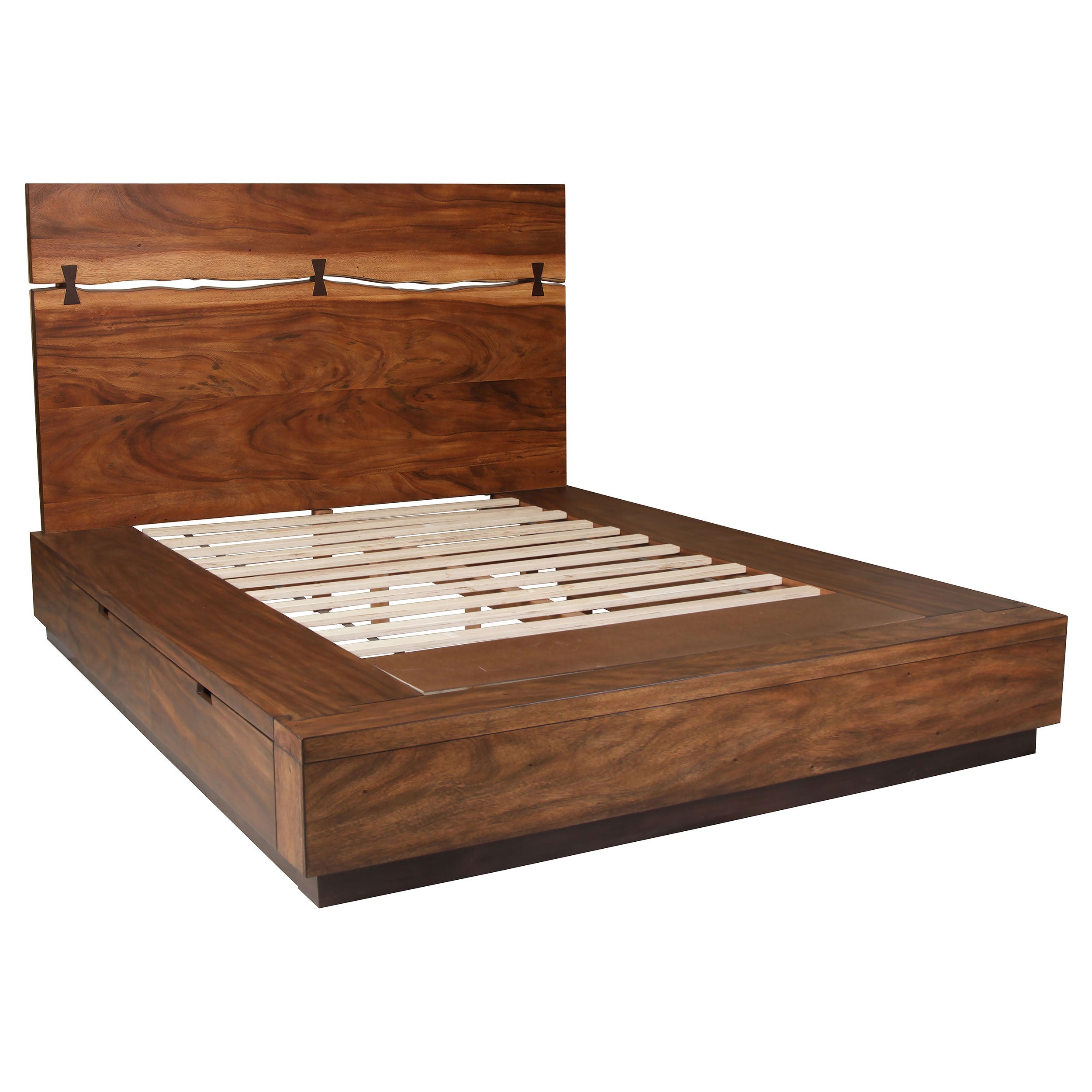 Winslow Wood Storage Panel Bed Smokey Walnut